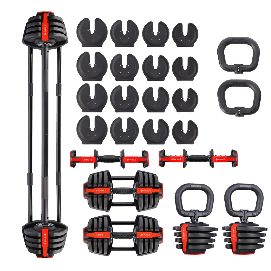 Hms Unisex Noir Barbell And Dumbbell Set Sgr18 Pro
