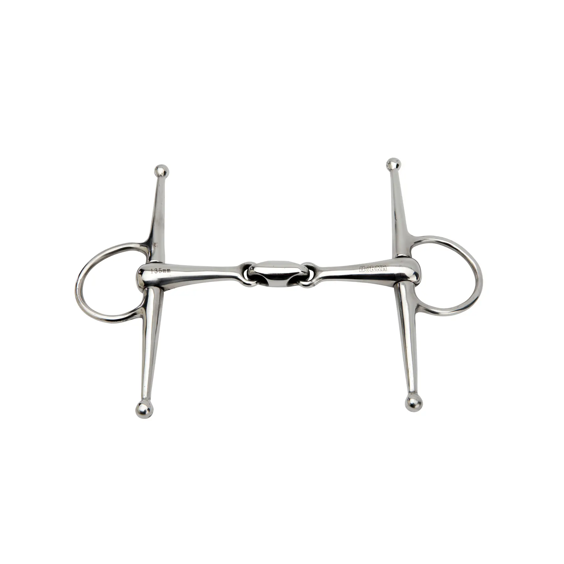 Mors aiguille pour cheval à joue pleine double joint inox Horka