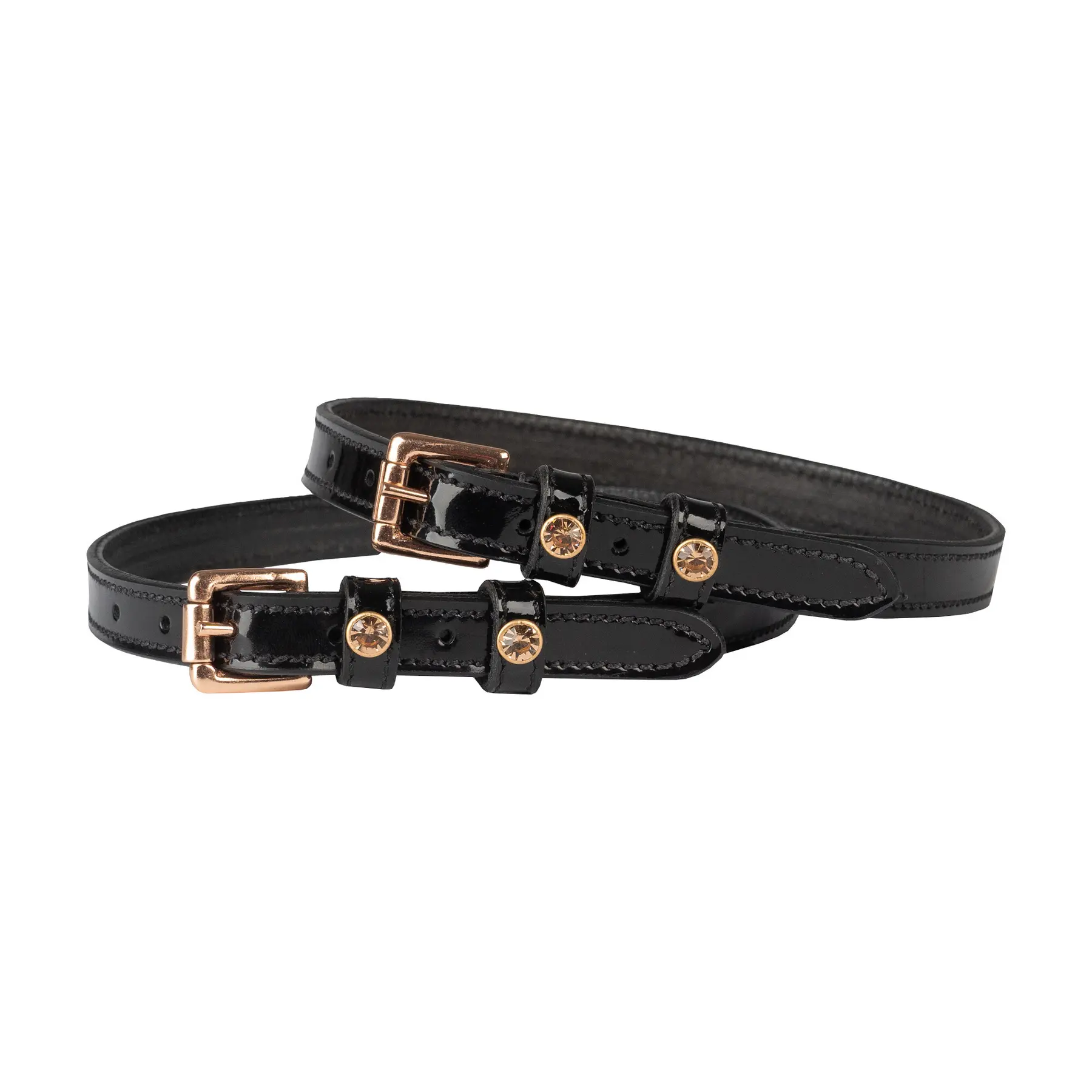 Horka Noir Varnished Spur Strap Double Leather Diamond (X2)