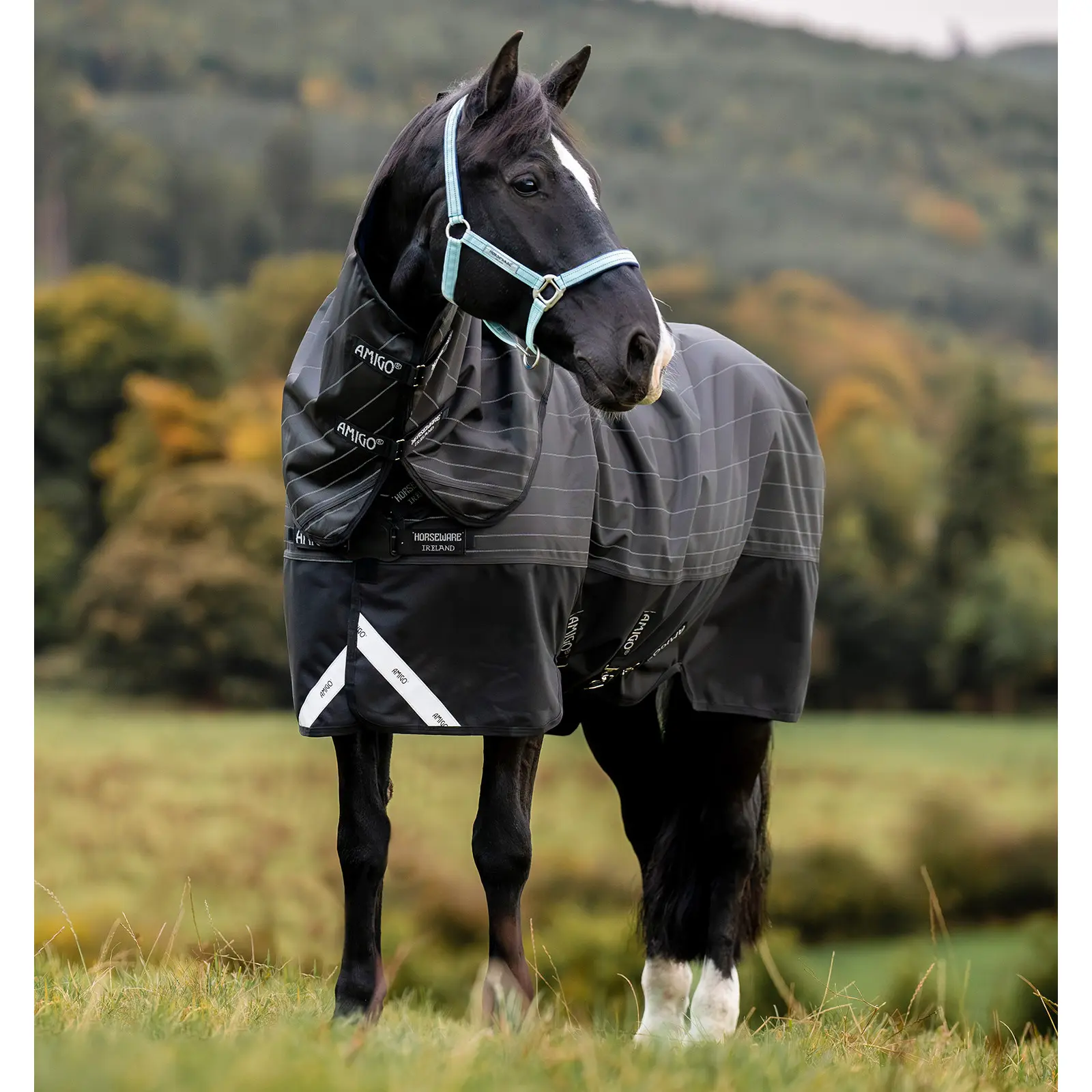 Comparer les prix de Couverture d'extérieur pour poney imperméable Horseware Amigo 1200D FieldSafe Reflectech 250g