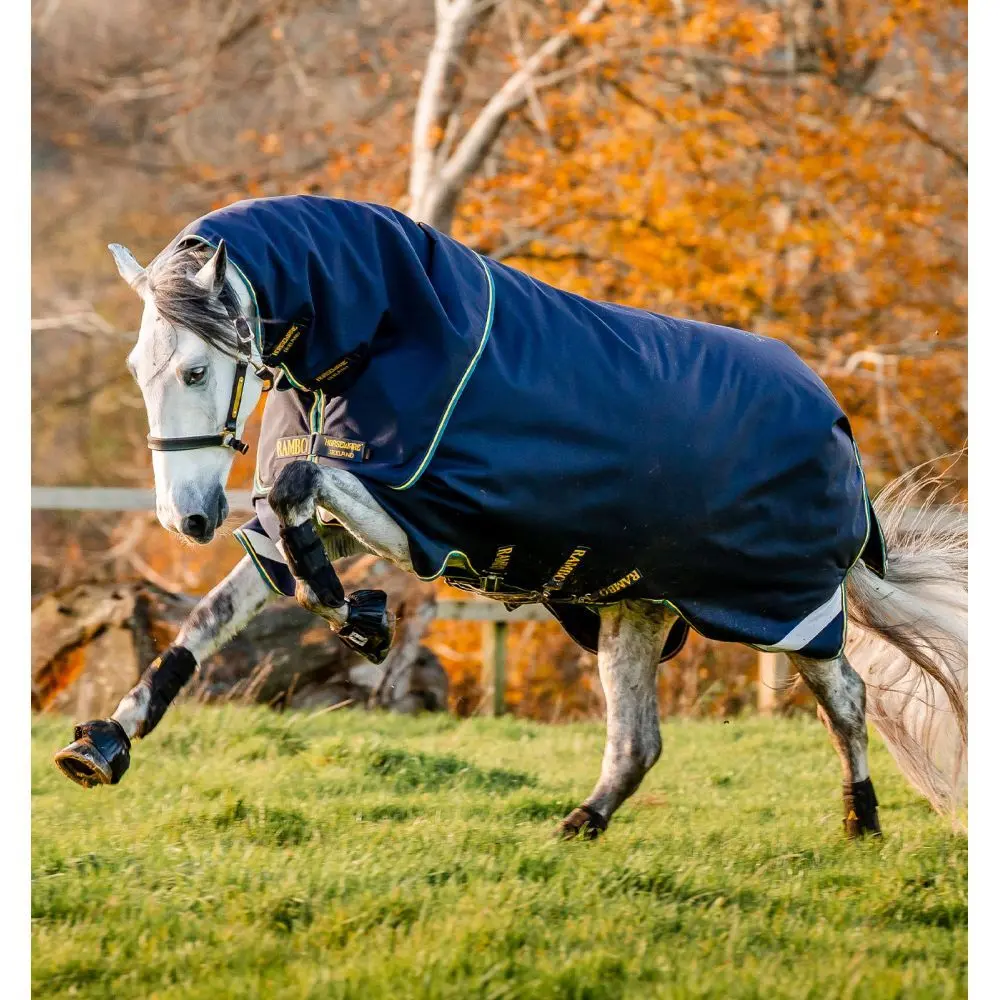 Couverture d'extérieur avec couvre-cou détachable pour cheval Horseware Rambo Duo Force 2.0