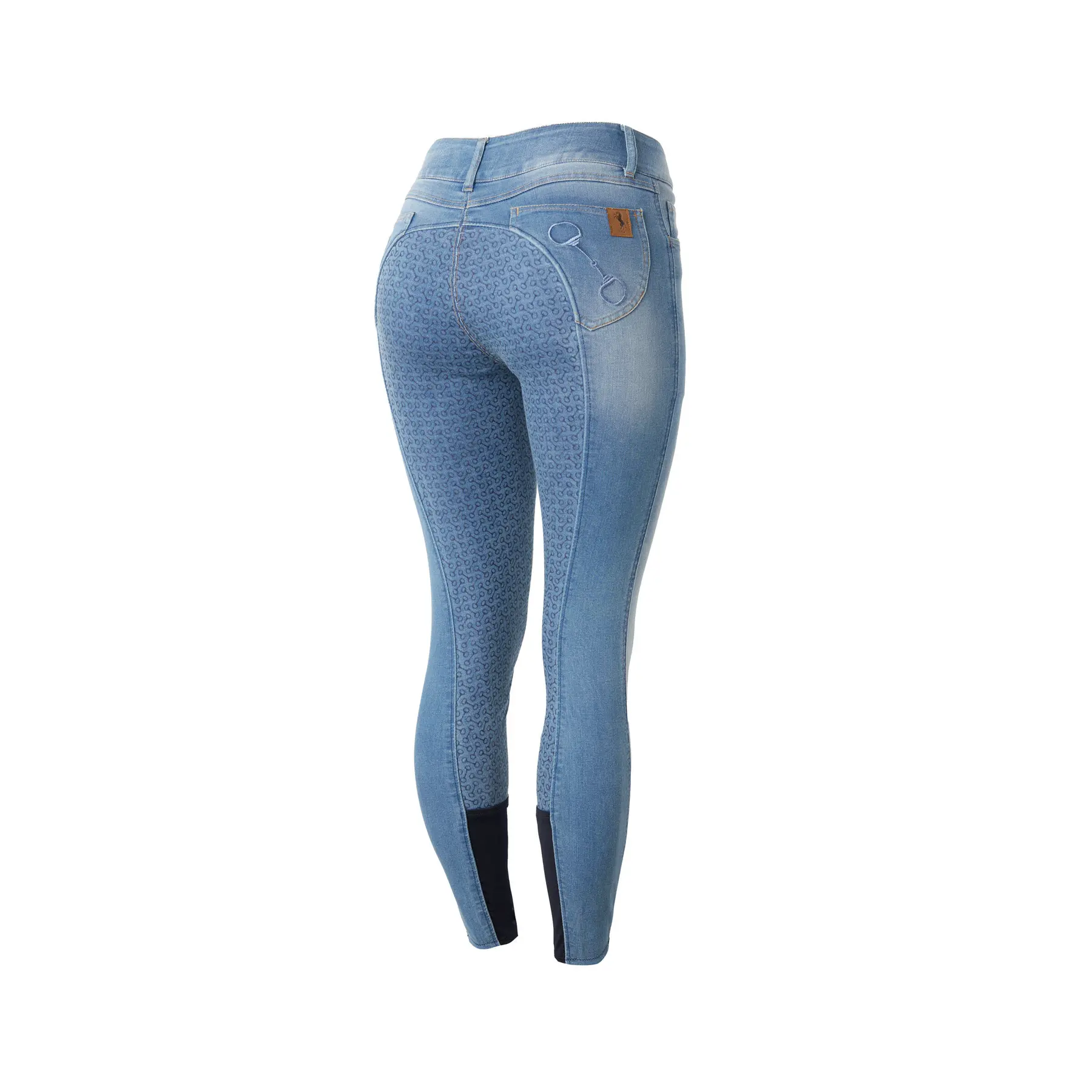Reithose aus jeans Full Grip und hoher Bund Damen Horze Kaia