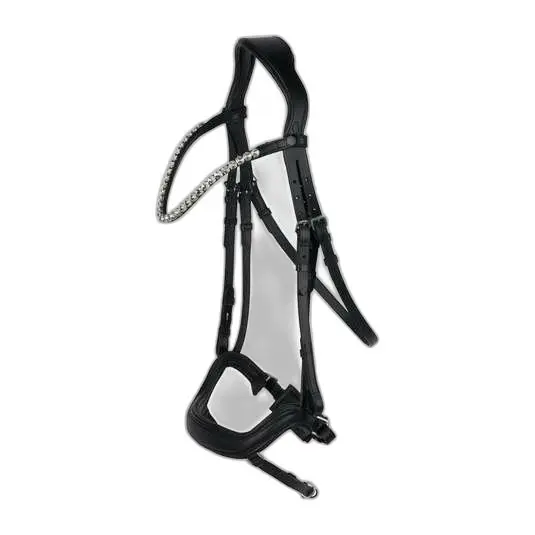 Horze Noir Anatomical Horse Bridles With Crystal Browband Highbury