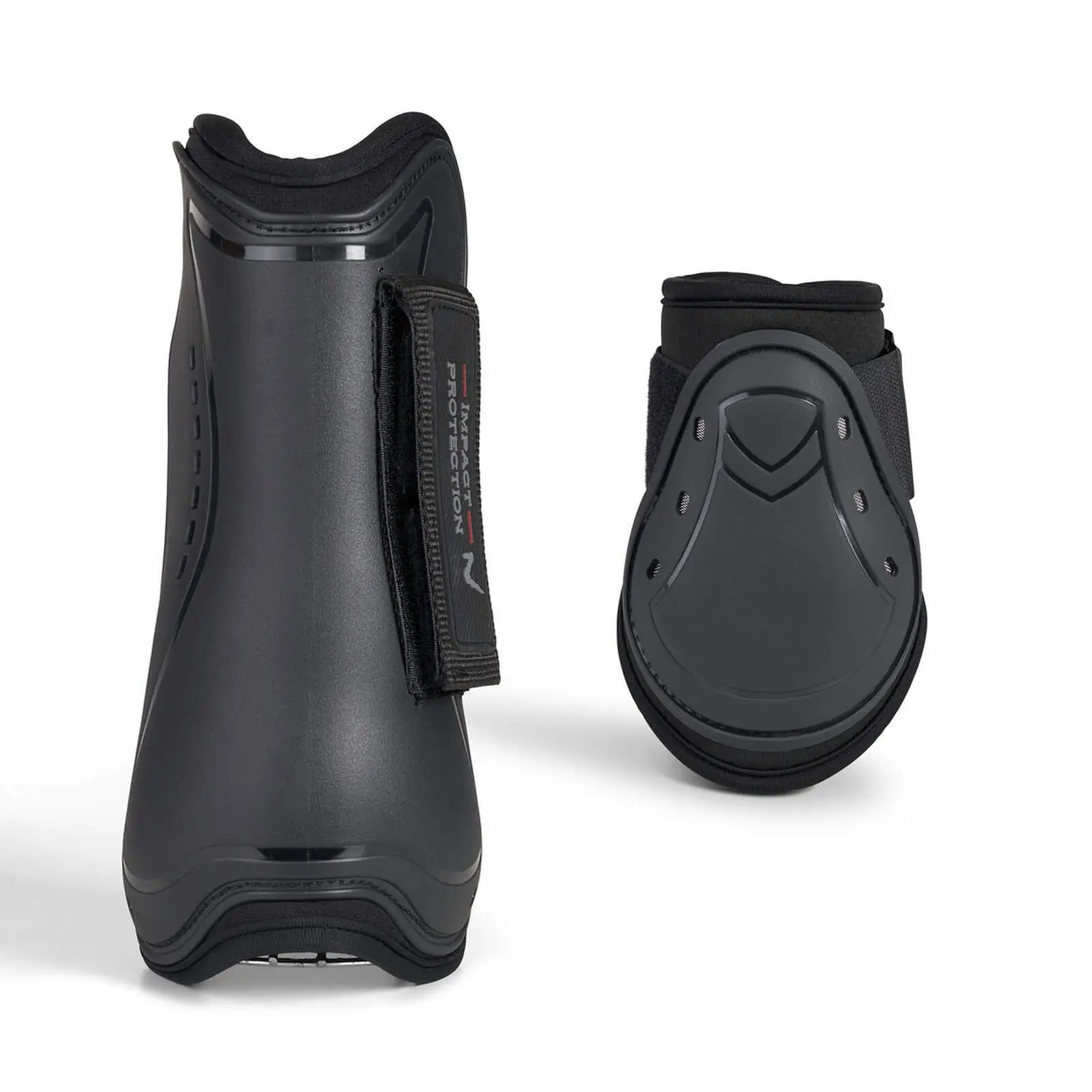 Horze Noir Set Of Front Gaiters For Open Horses - Tendon And Fetlock Protectors Armour - Airflow