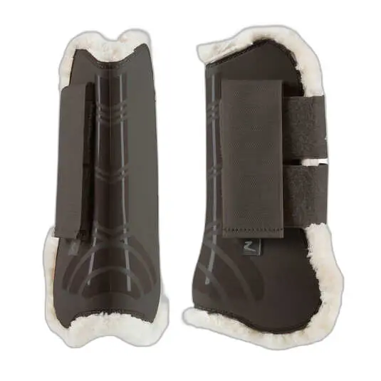 Horze Marron Open-Toe Horse Gaiters With Imitation Fur Lining Caliber