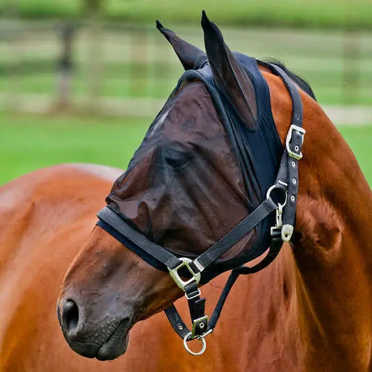 Horze Noir Horse Cap With Fly Mask