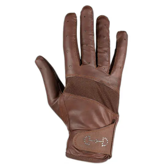 Horze Women's Marron Leather And Mesh Riding Gloves For
