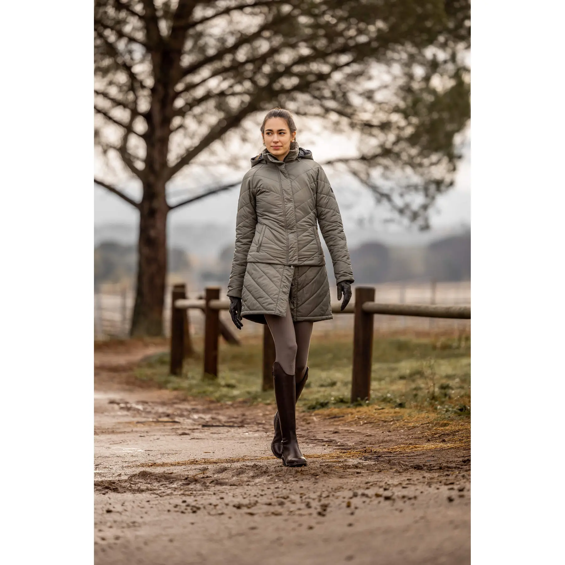 Parka Équitation Femme Horze Aurora – Doublée Imperméable Avec Jupe Amovible Et Capuche – Chaud Et Respirant