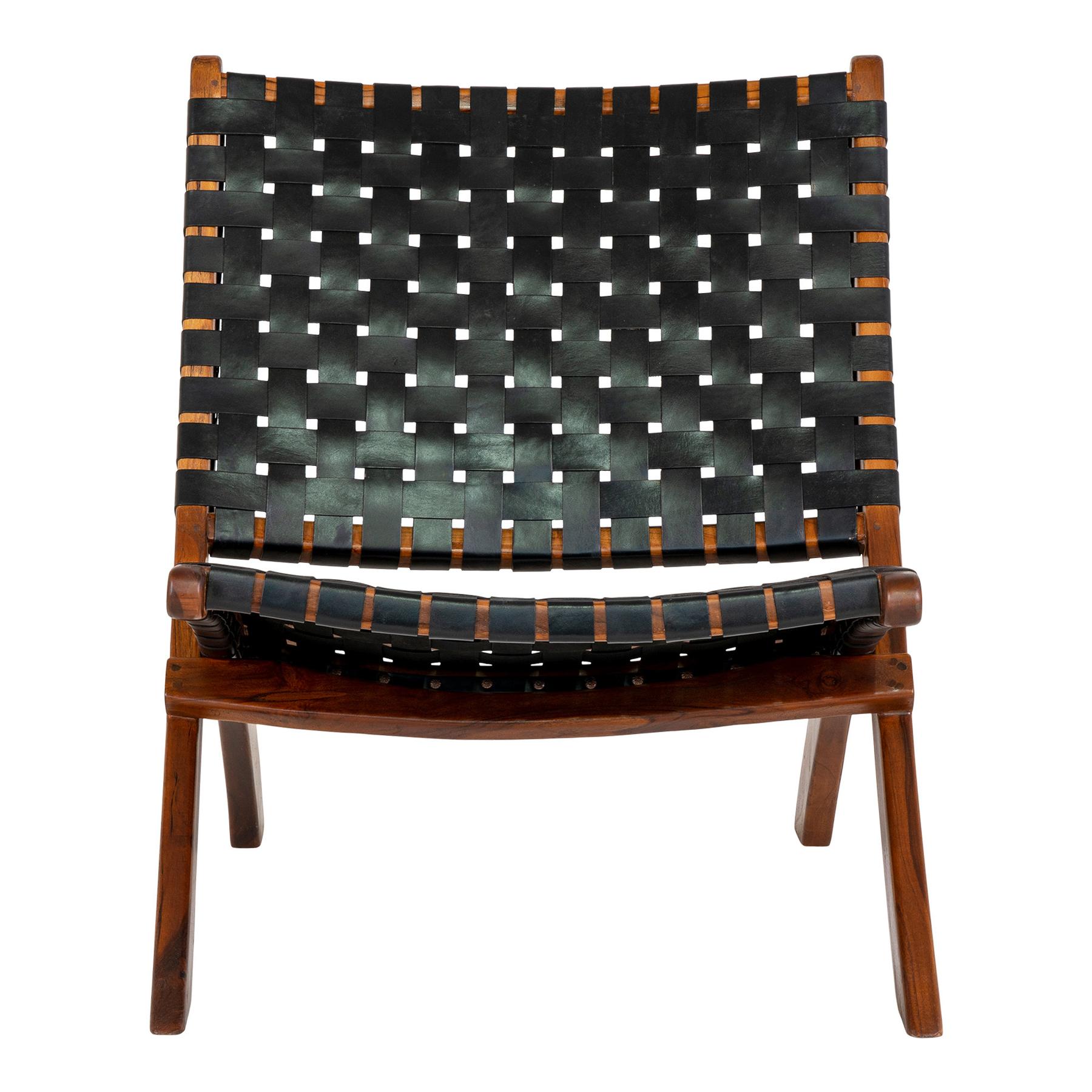 5713917010547 - Klappstuhl aus Leder mit Teakholzbeinen Perugia