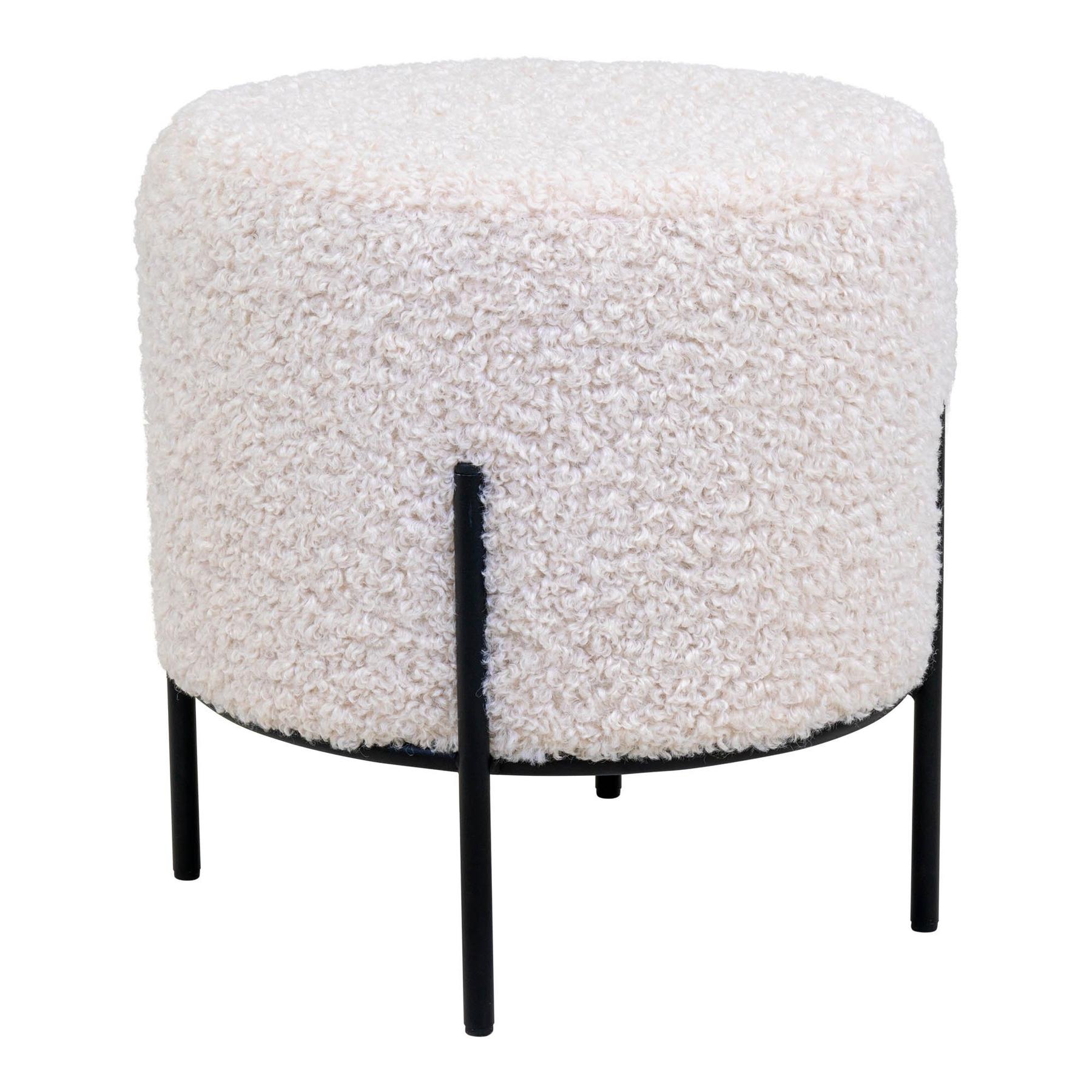5713917007653 - Ebuy24 - Alford Pouf Hocker imitiertes Lammfell weiß - Weiß