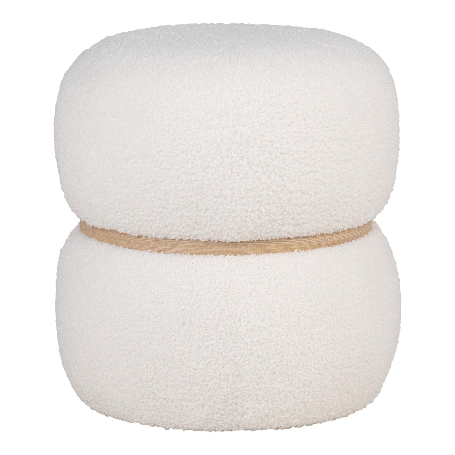 5713917026326 - - Milford Pouf bouclé Ø38cm weiß