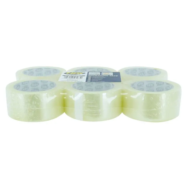 HPX Verpakkingstape - 6 rollen - transparant - 50mm x 66m