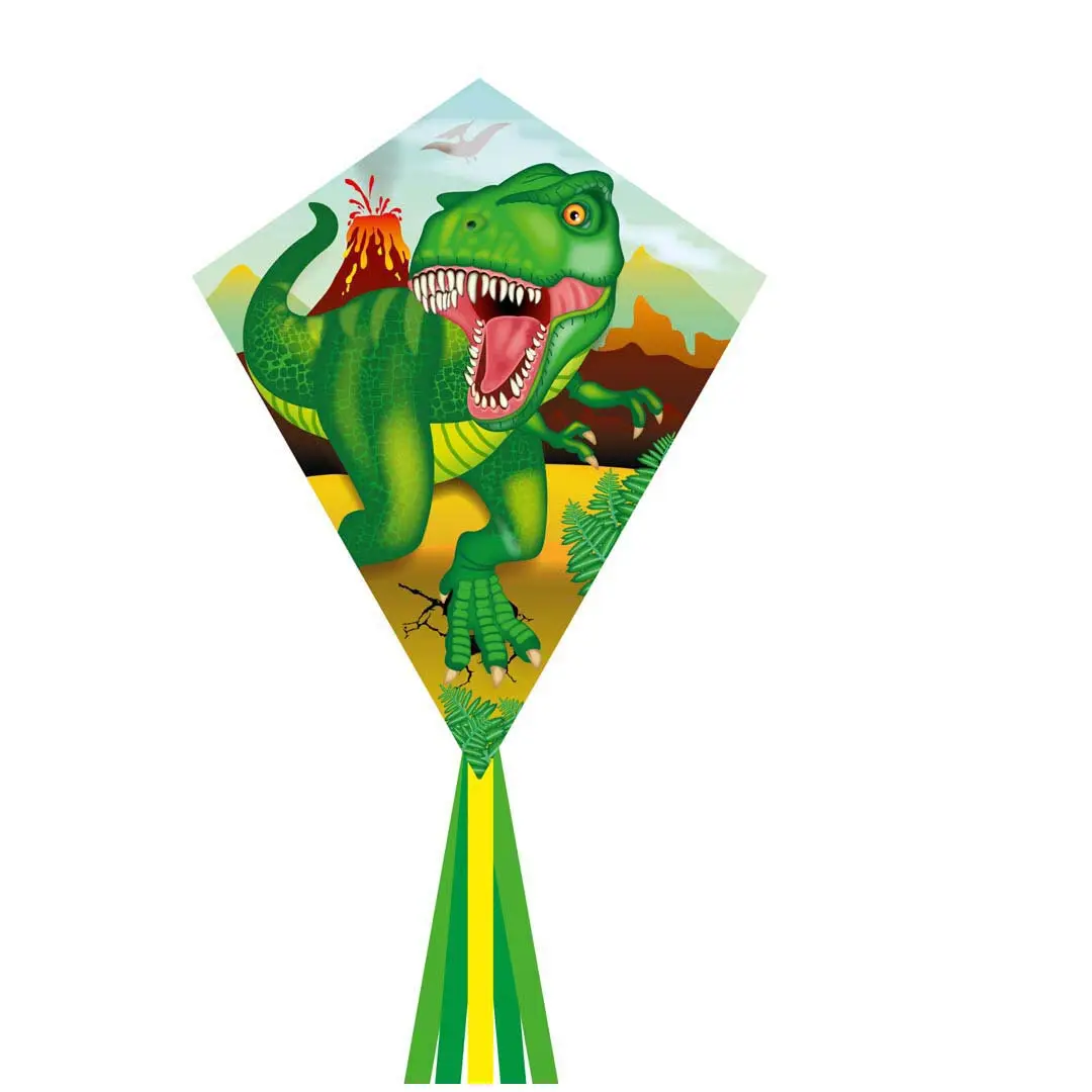 4031169308504 - Ecoline 102119 - Eddy T-Rex - Kinderdrachen ab 5 Jahren 70x58cm+25m Drachenschwanz inkl10kp Polyester Schnüre
