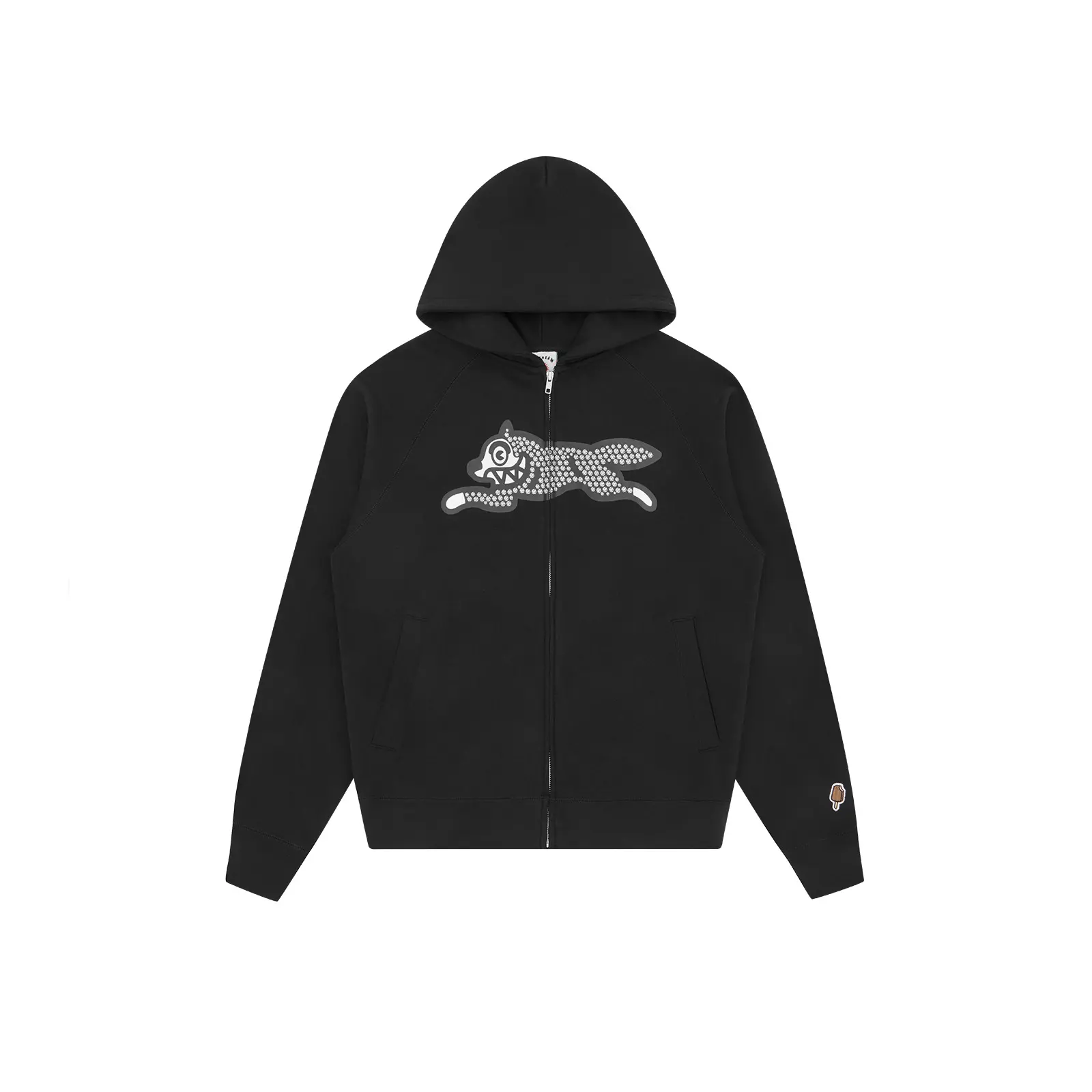 Icecream Men's Noir Zip-Up Hoodie Glitter Running Dog