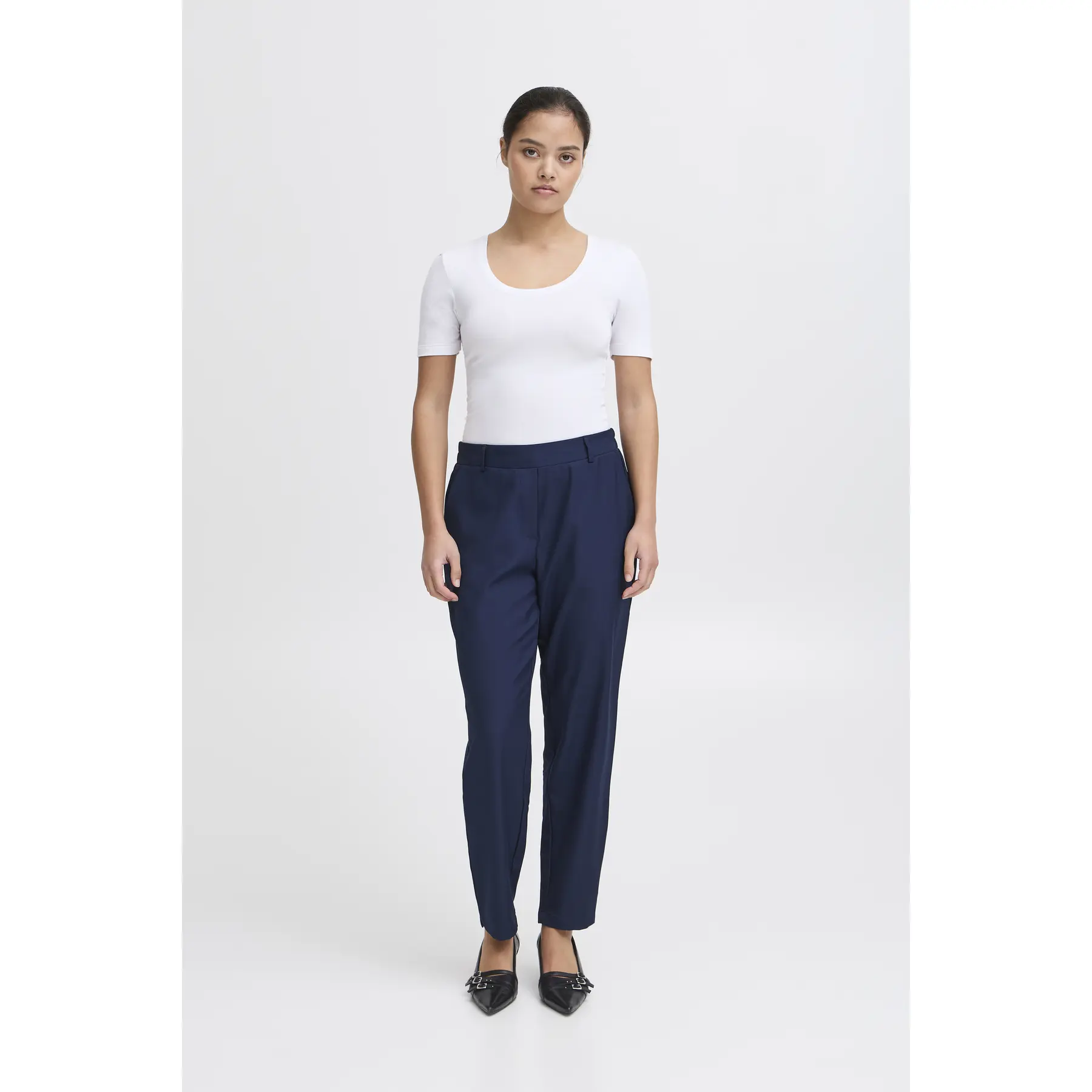 Pantalon Femme ICHI - Taille 40, Gris Foncé - En Laine - Neuf Avec étiquettes