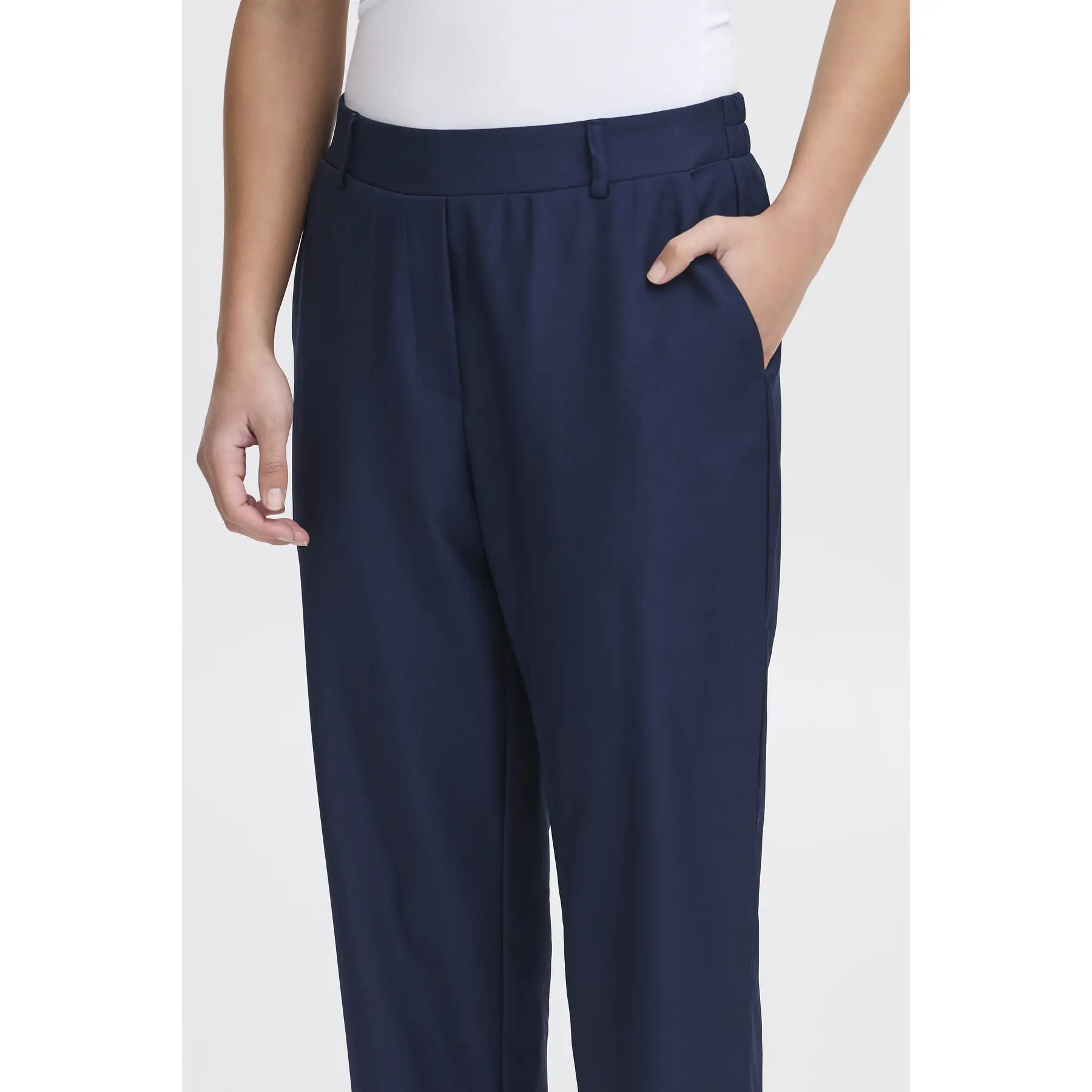 Pantalon Femme ICHI Gris Foncé Taille 40 - Neuf Avec Étiquettes - Laine Classique