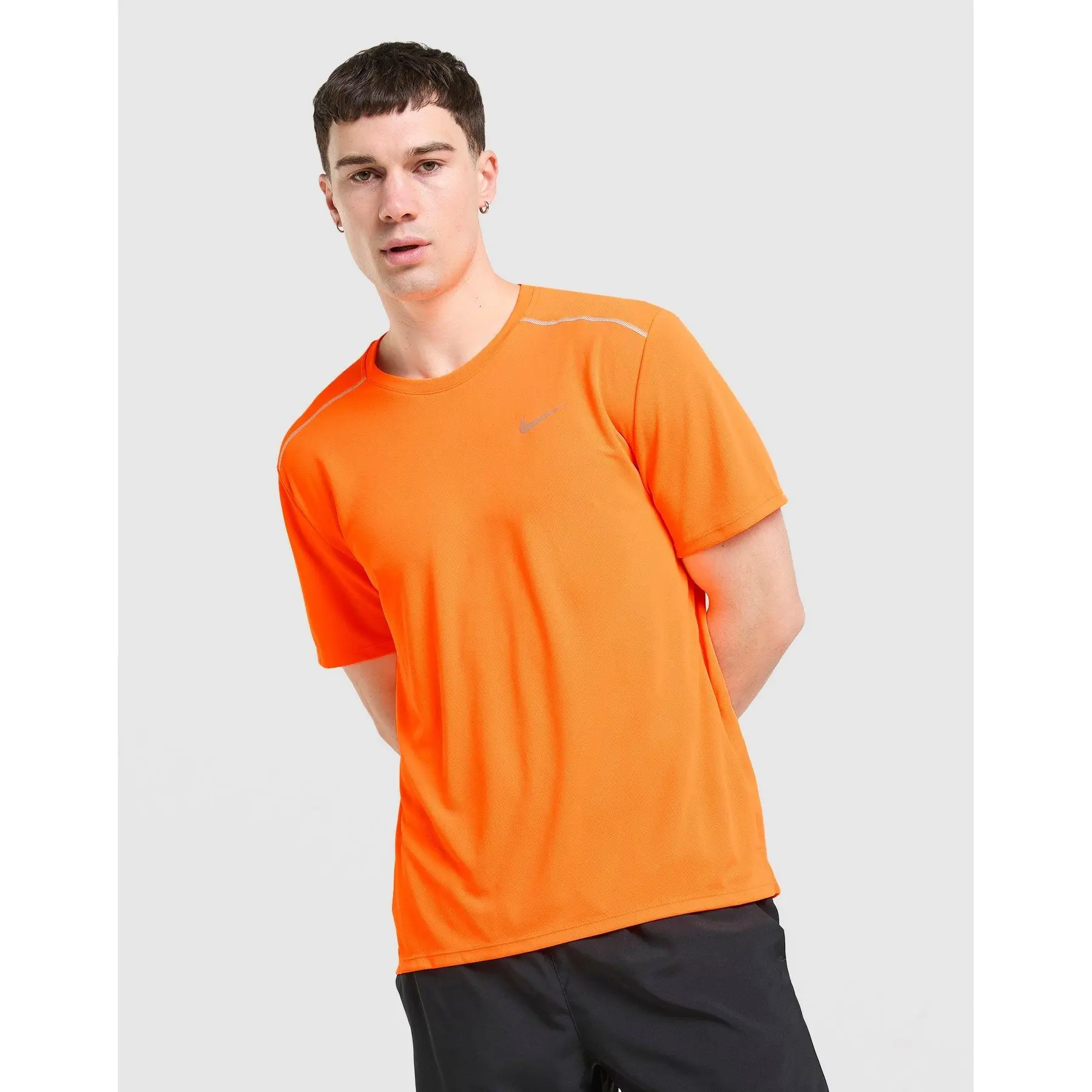 Nike Men's Orange Dri-Fit Uv Shirt Miler