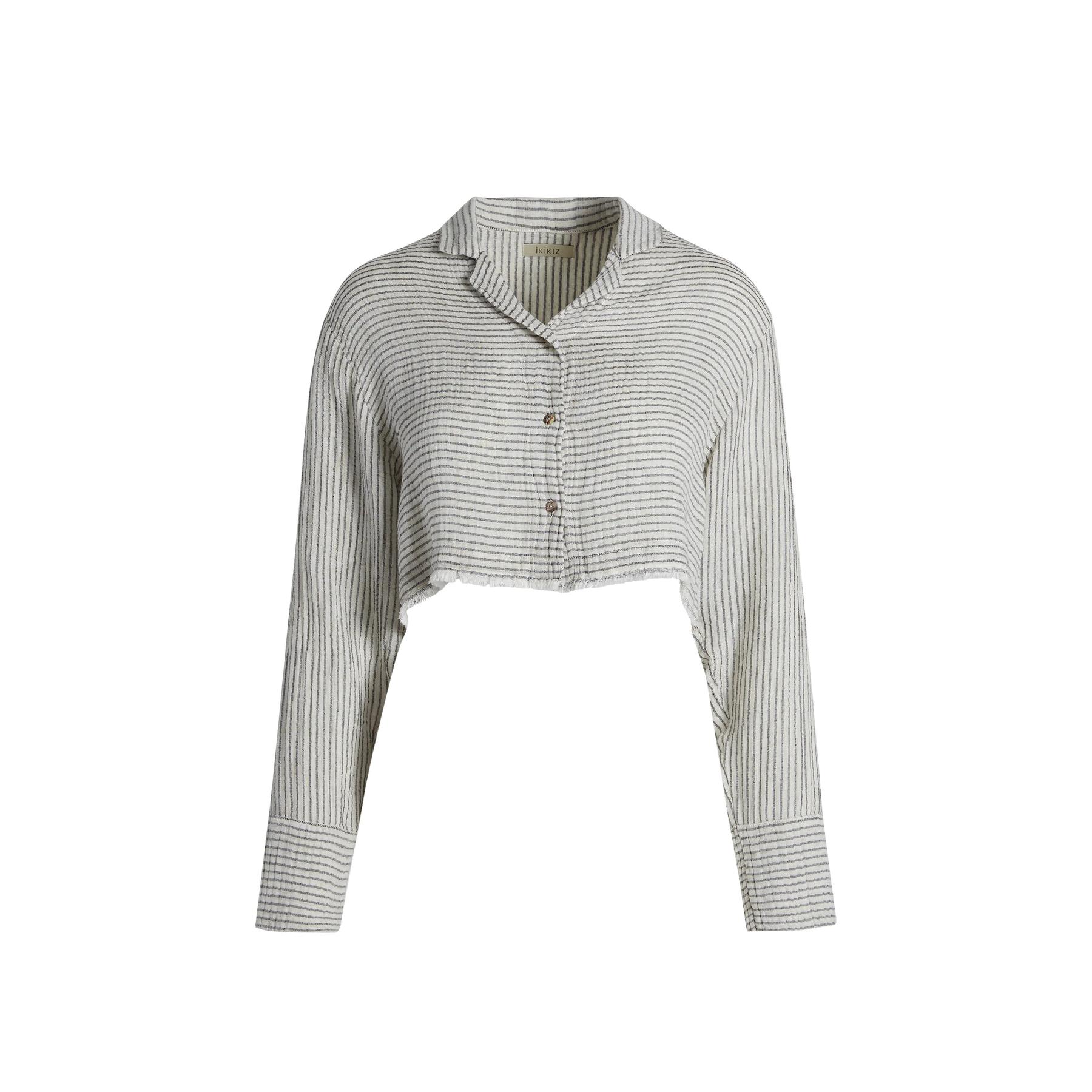 8682376168588 - Streifenhemd aus Lyocell für Damen Ikikiz