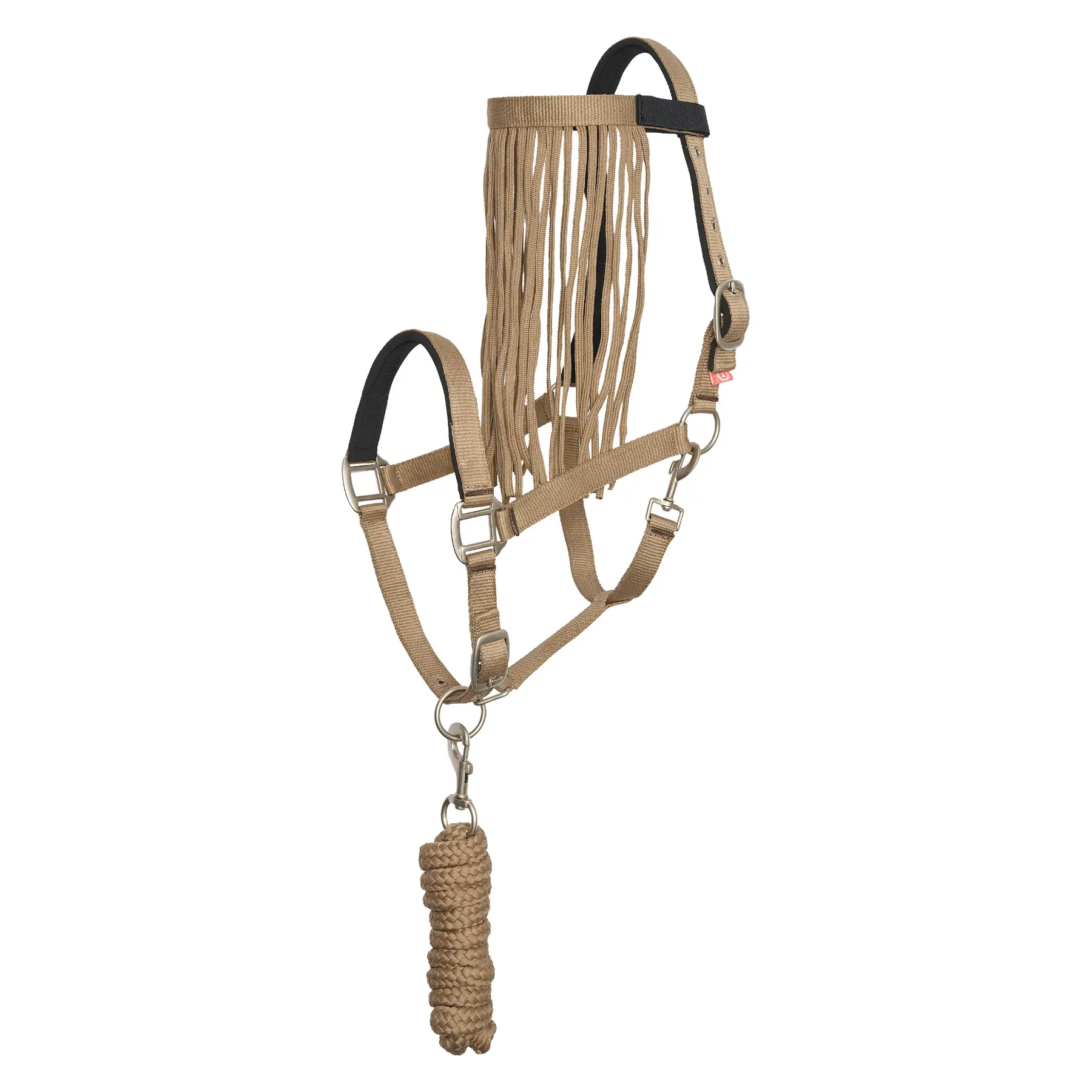 Imperial Riding Beige Nylon Halter And Lead Rope Set For Horse With Fly Browband
