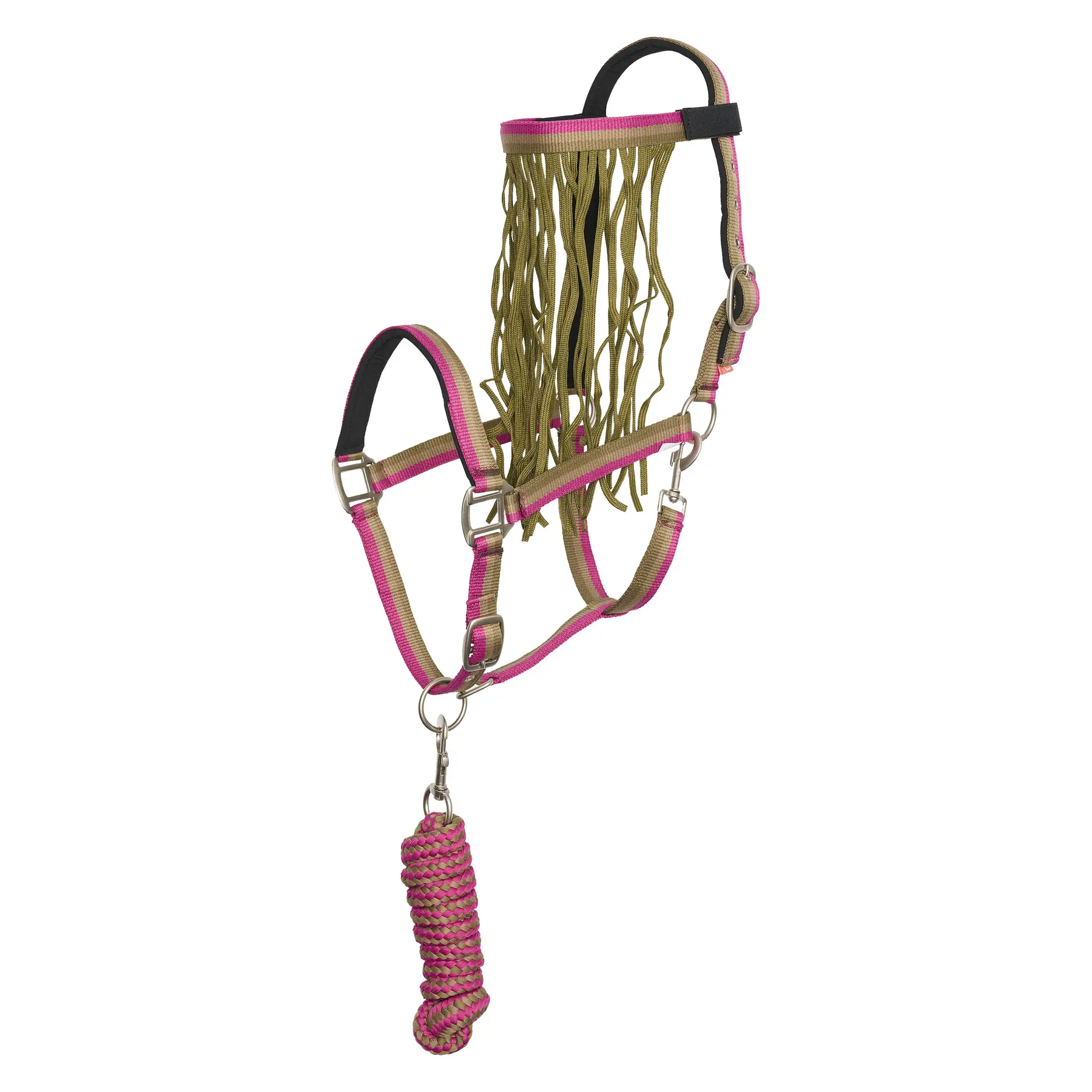 Imperial Riding Vert Nylon Halter And Lead Rope Set For Horse With Fly Browband