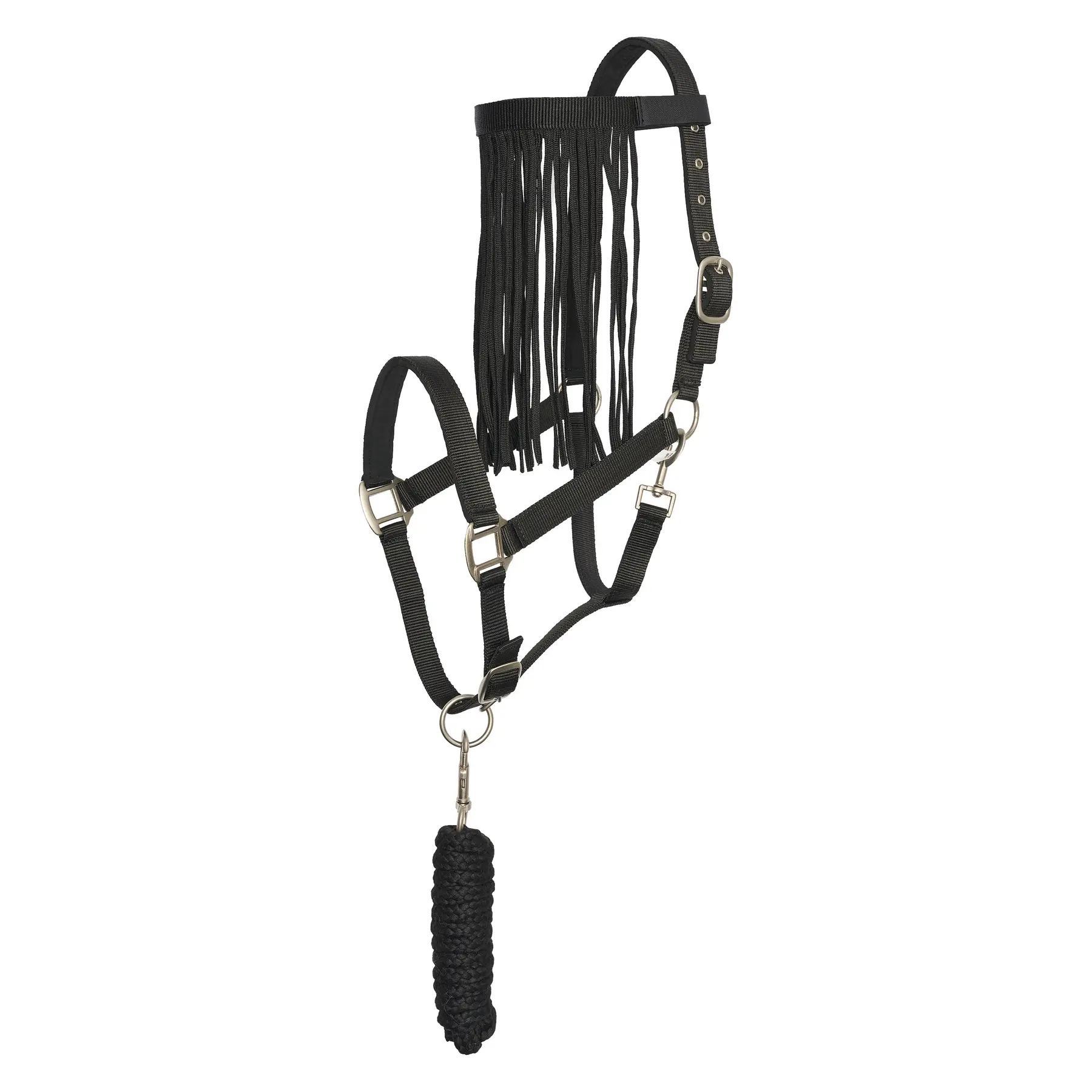 Imperial Riding Noir Nylon Halter And Lead Rope Set For Horse With Fly Browband