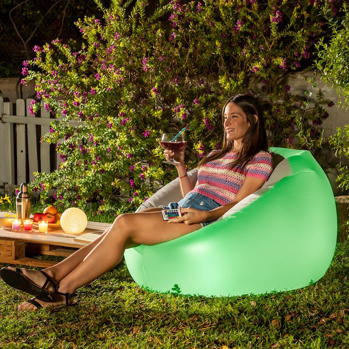 8435527825133 - Inflatable Armchair with Multicoloured LED and Remote Control Chight InnovaGoods