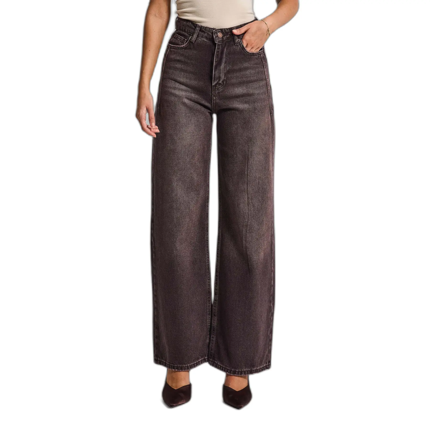 Hochbund Weite Beinform Jeans Damen It's Basic Olea
