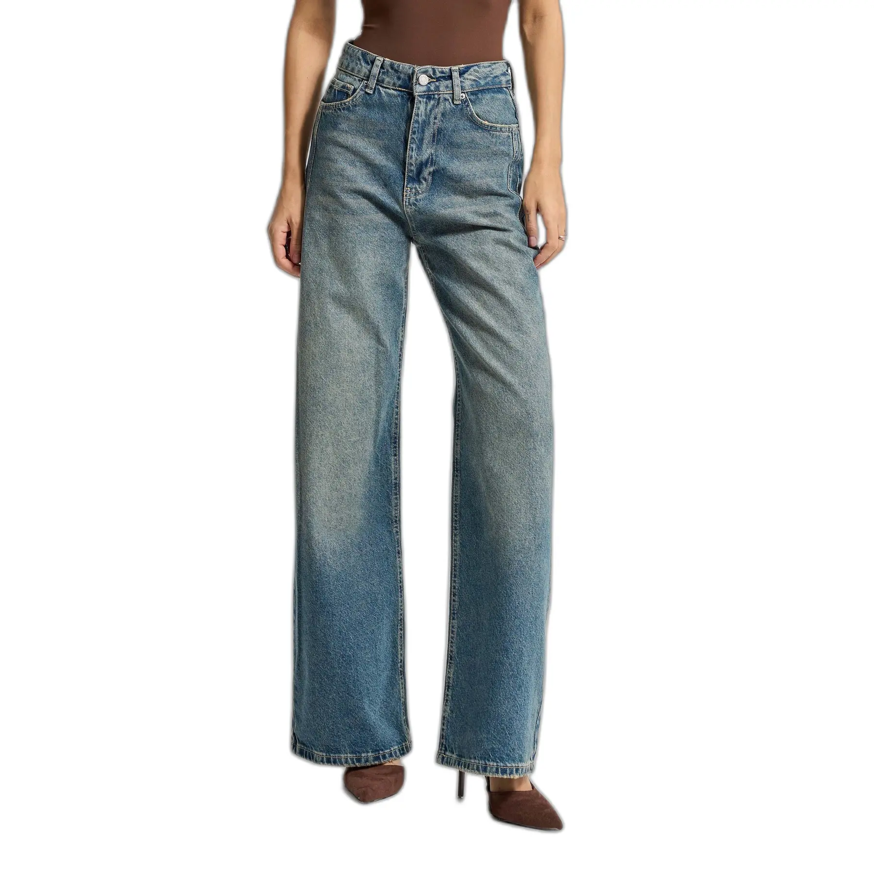 Hochbund Weite Beinform Jeans Damen It's Basic Olea