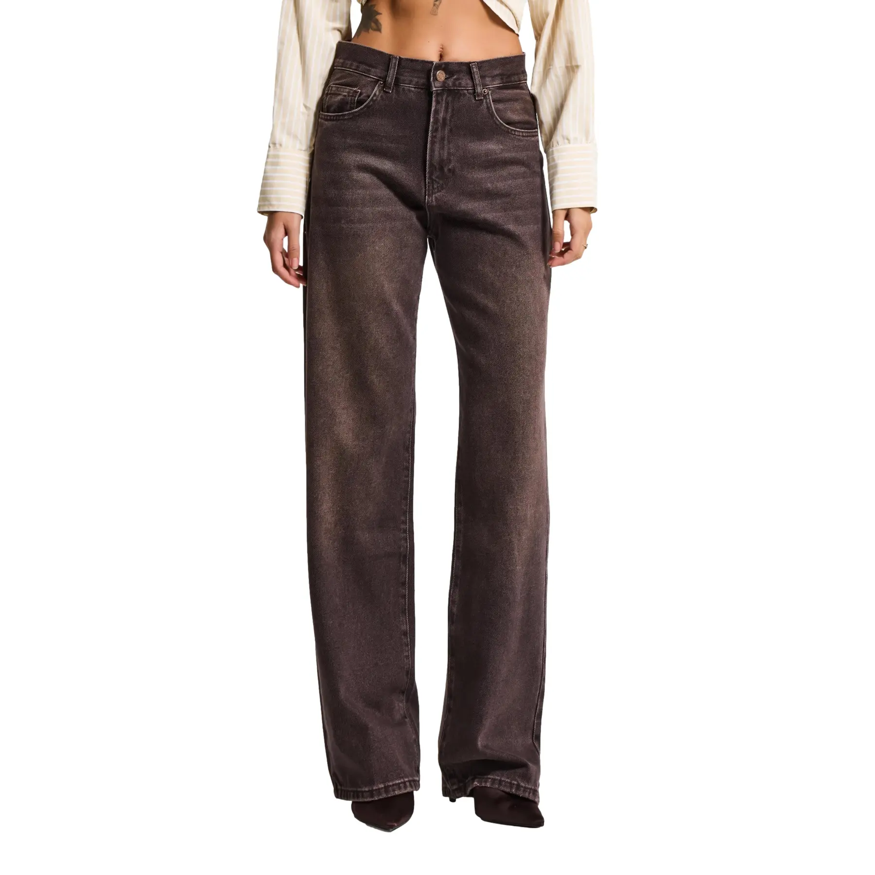 Hoch sitzende lockere Jeans für Frauen It's Basic Sofia