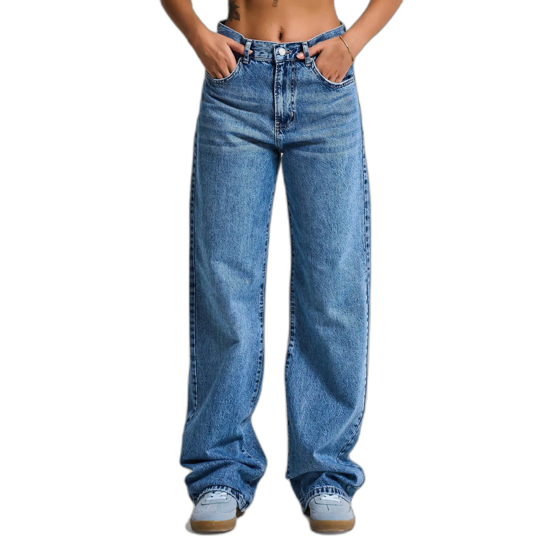 Hoch sitzende lockere Jeans für Frauen It's Basic Sofia