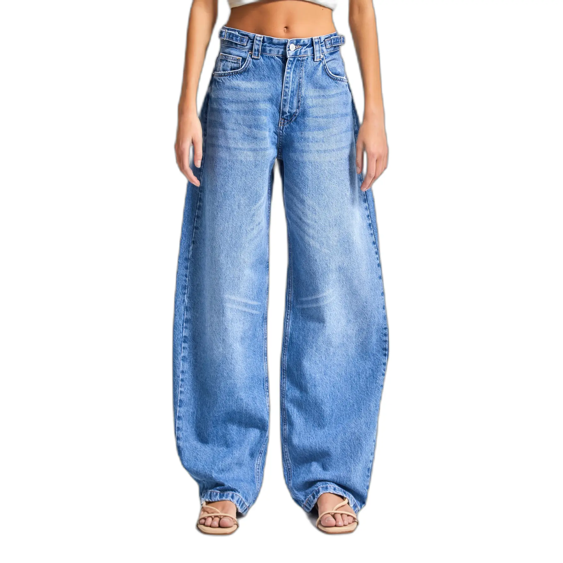 Jeans Wide Leg vita alta in cotone donna  Skater