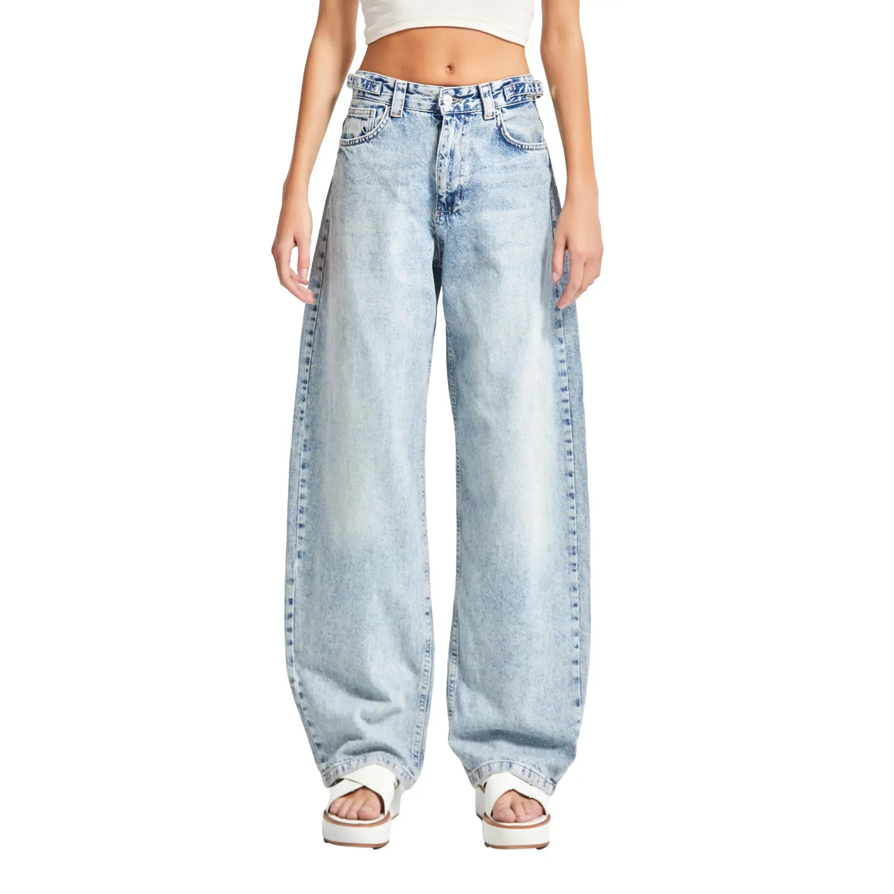 Jeans Wide Leg vita alta in cotone donna  Skater
