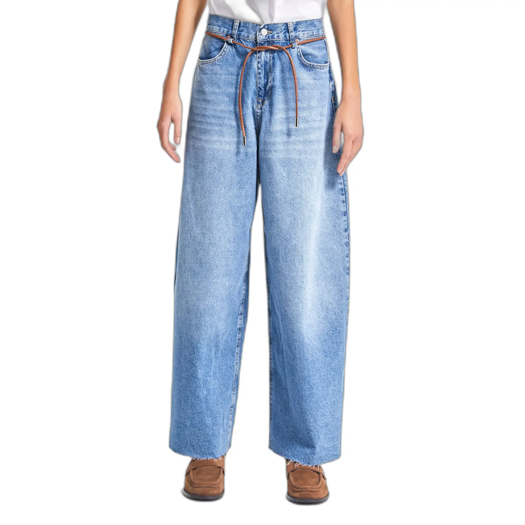 Jeans Loose vita media denim donna