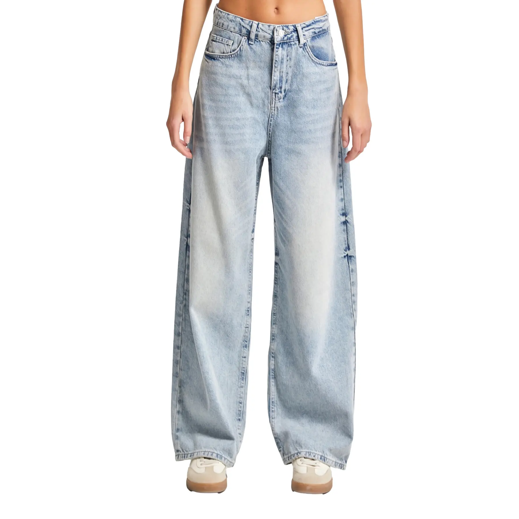 Jeans Baggy Tapered vita media denim versatile donna