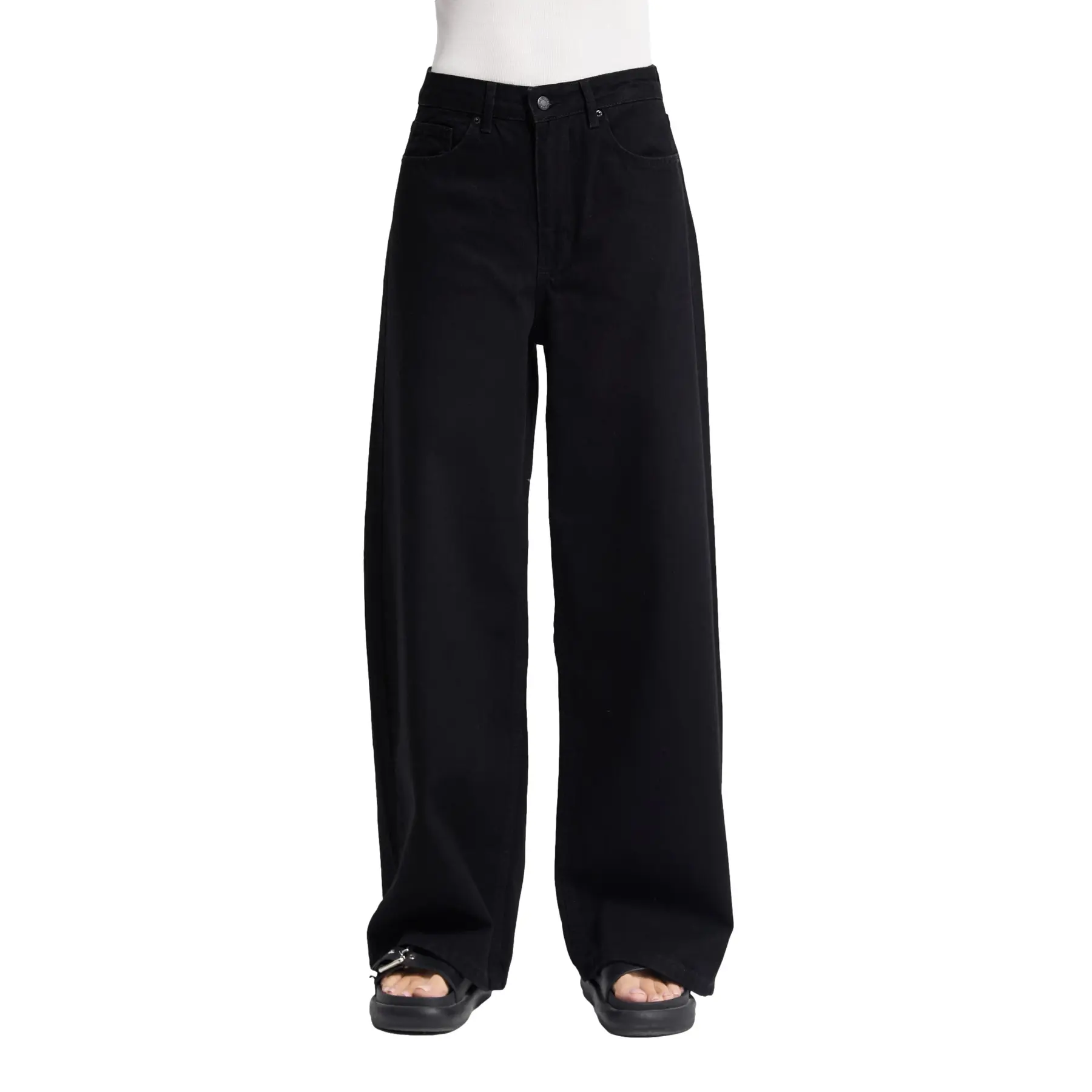 Jeans Baggy Tapered vita media denim donna