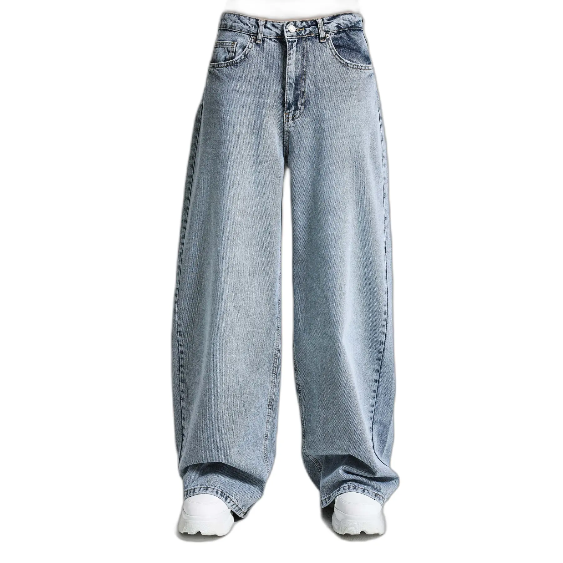 Jeans Baggy Tapered vita media denim donna