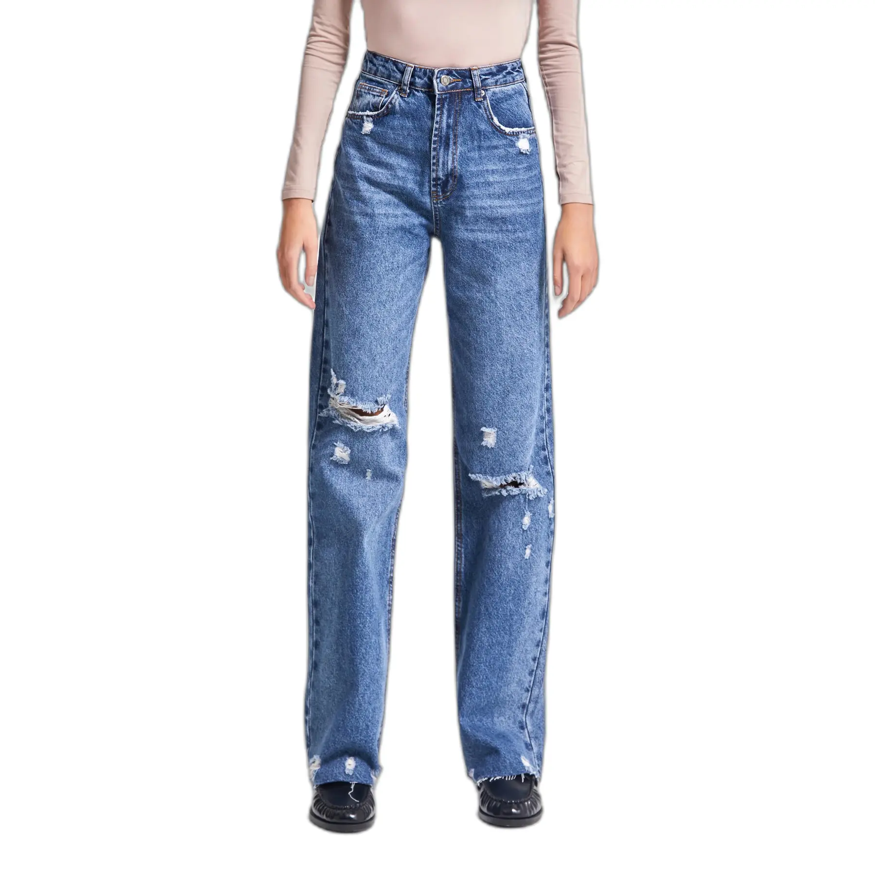 Image of Klassische Gerade Jeans mit mittlerer Taille vielseitig denim Damen It's Basic