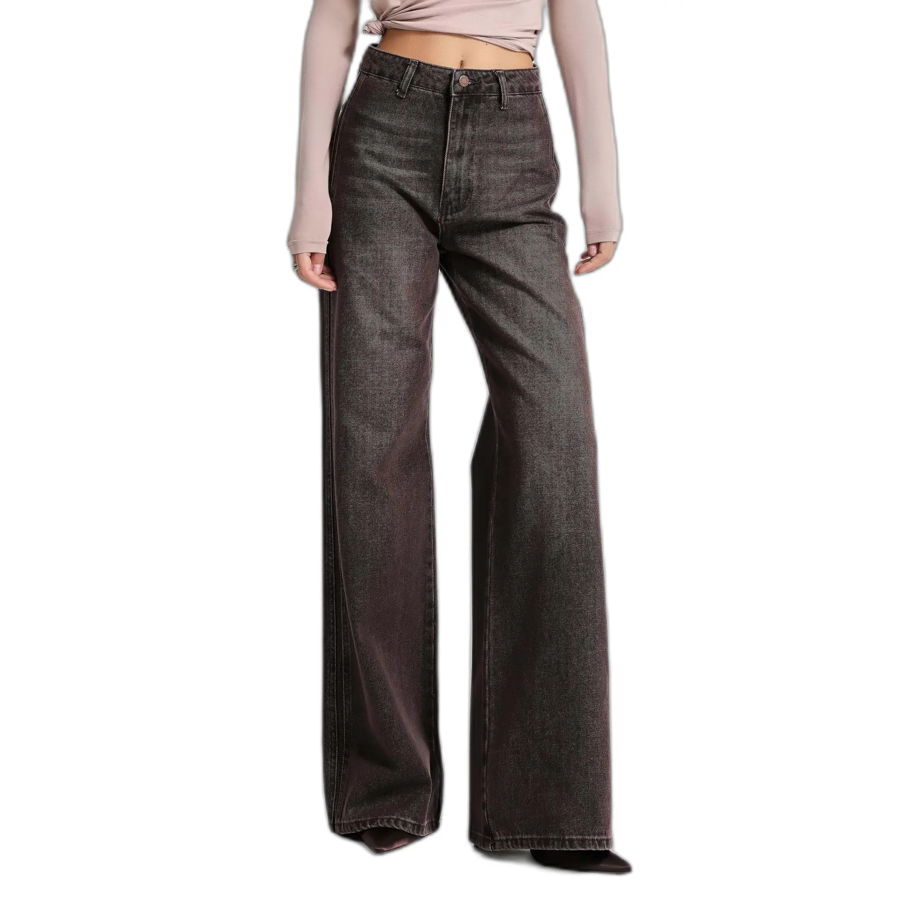 Image of Jeans Loose mit mittelhoher Taille aus steifem Baumwollmaterial für Frauen It's Basic