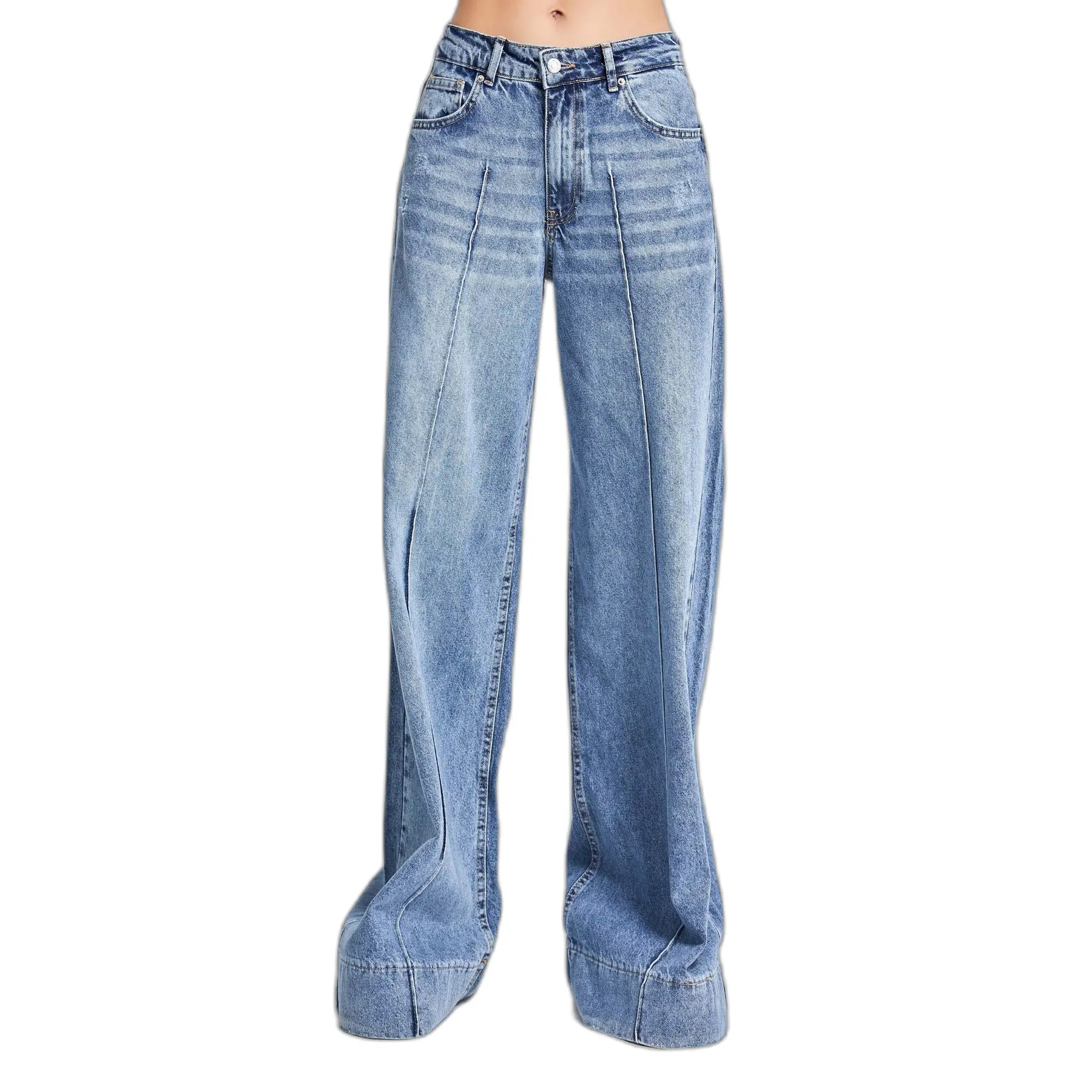 Jeans Palazzo Wide Leg raffinati vita alta donna