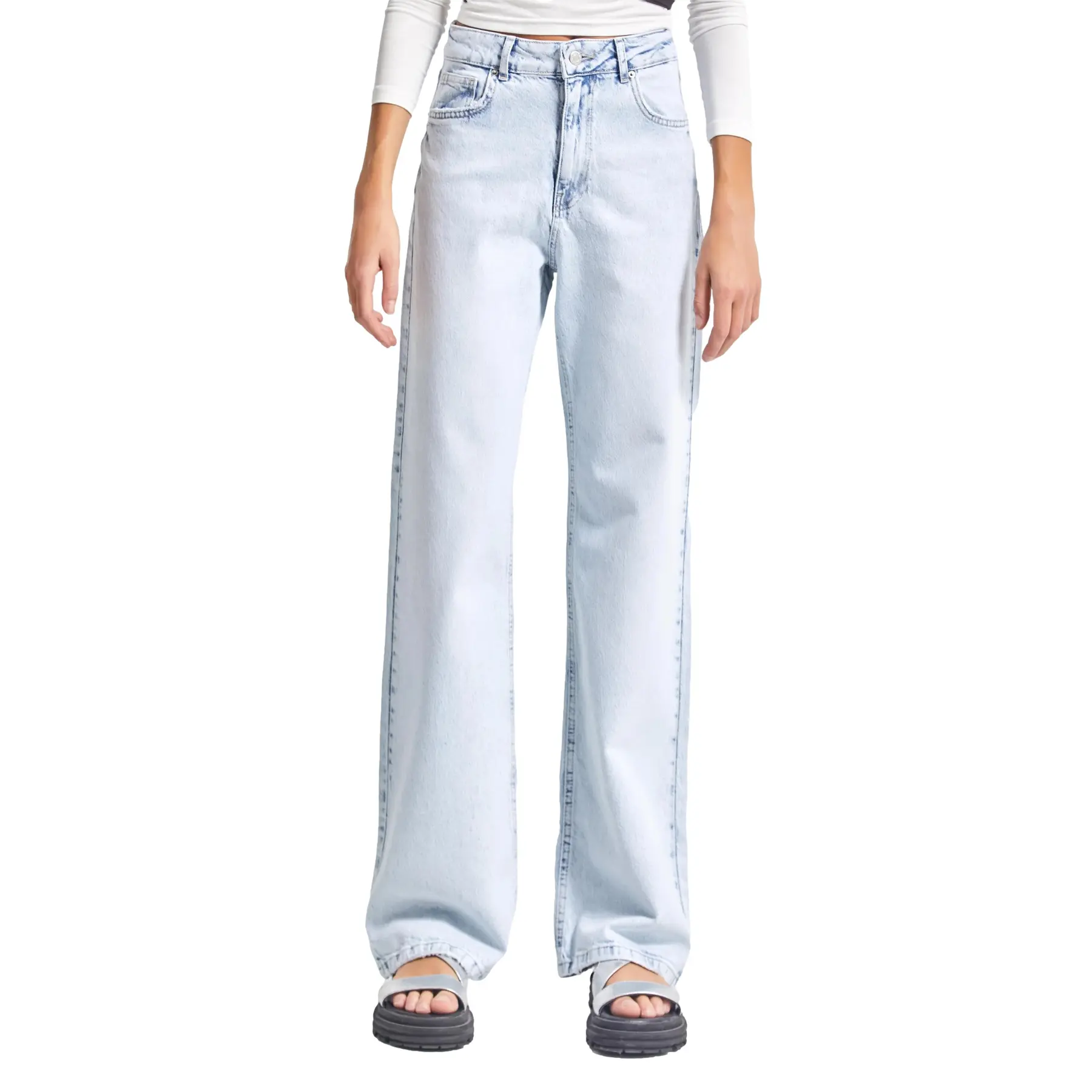 Jeans Straight vita alta mix di denim morbido e stretch donna