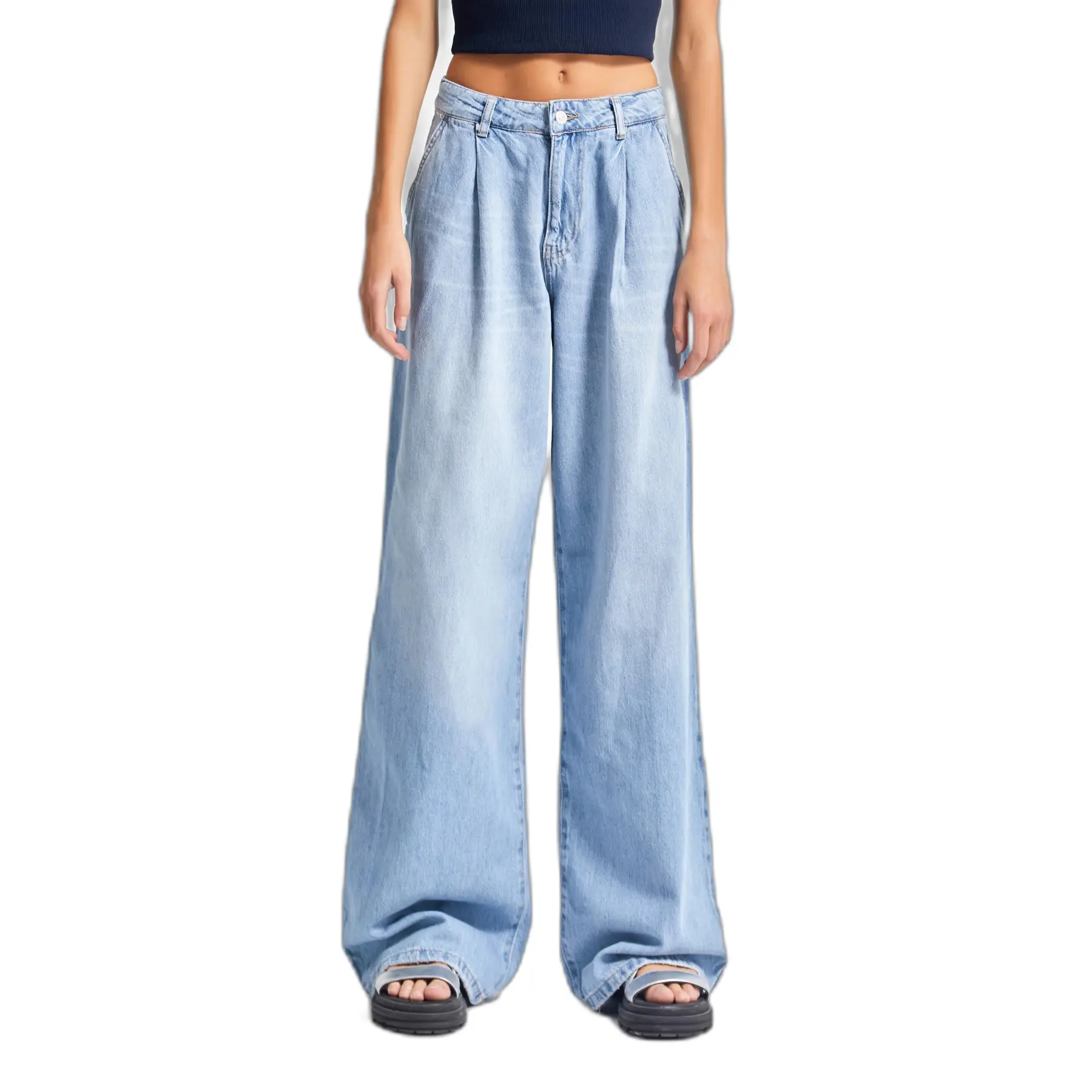 Image of Jeans Straight Hohe Taille kombiniert Struktur mit Leichtigkeit Damen It's Basic