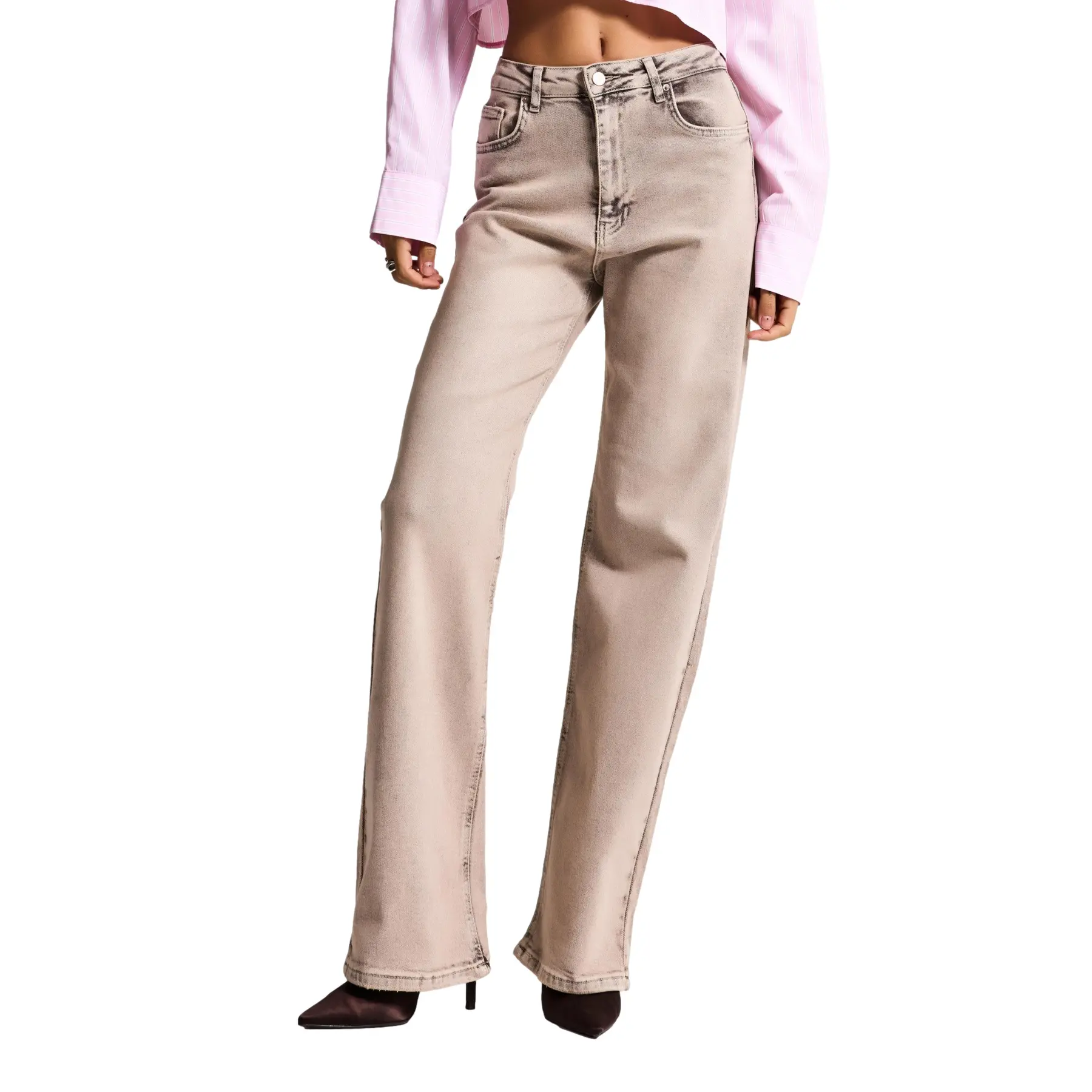 Jeans Straight tocco raffinato e versatile vita media donna