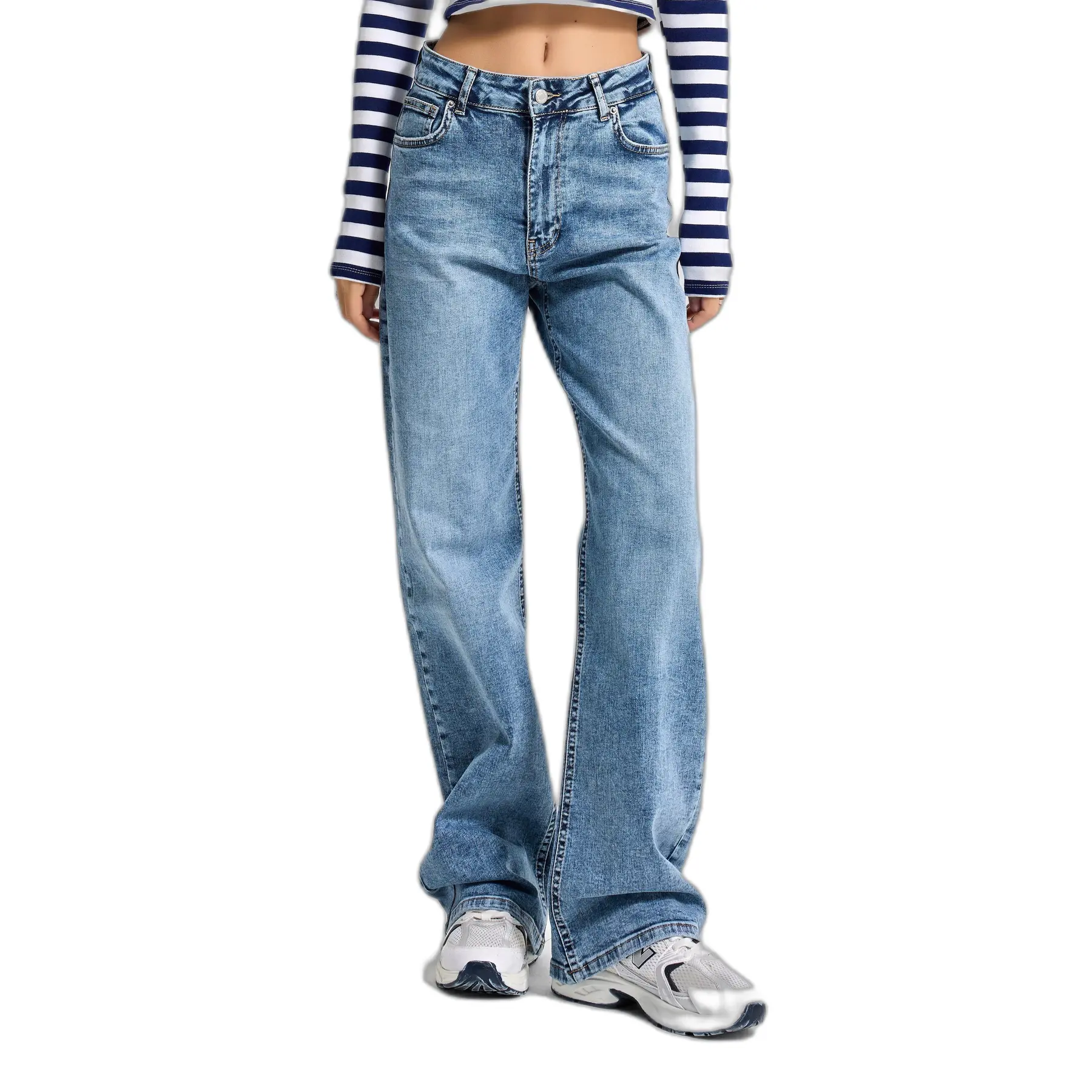 Jeans Straight alta vita denim stretch leggero donna