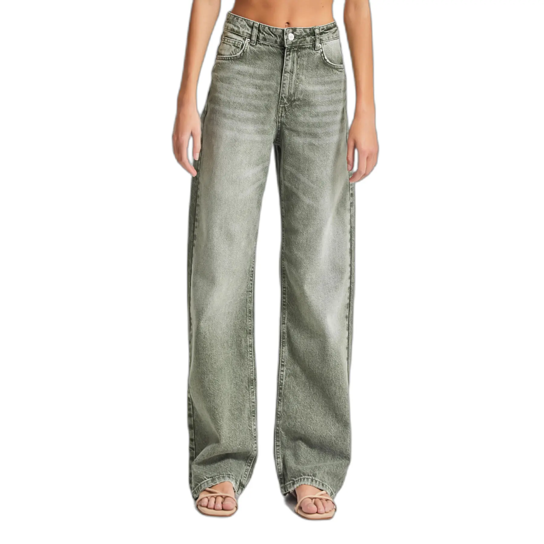 Jeans Straight alta vita struttura cotone rigido donna