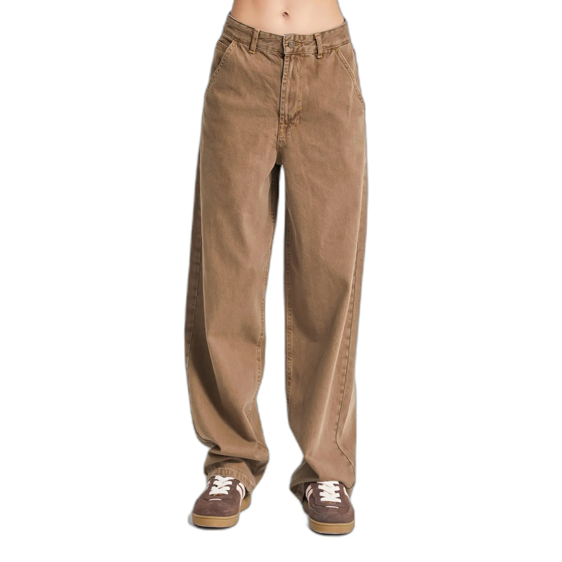 Image of Tapered Jeans mittlere Taille aus rigidem Baumwollstoff Damen It's Basic Skater