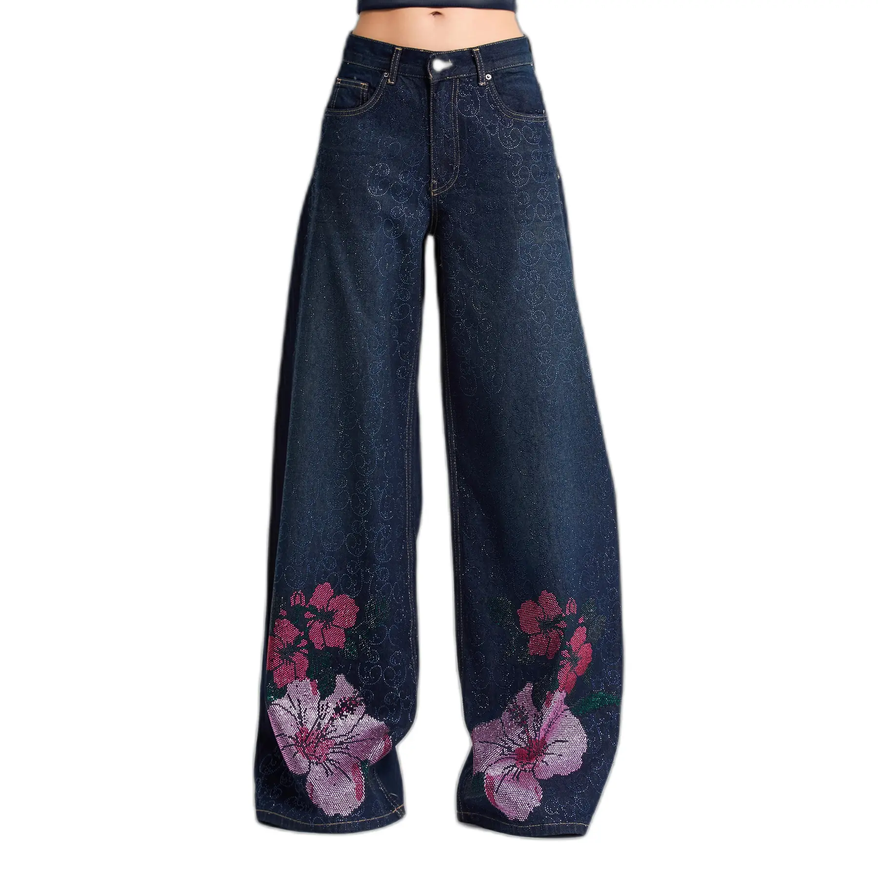 Jeans Palazzo Wide Leg a vita bassa donna
