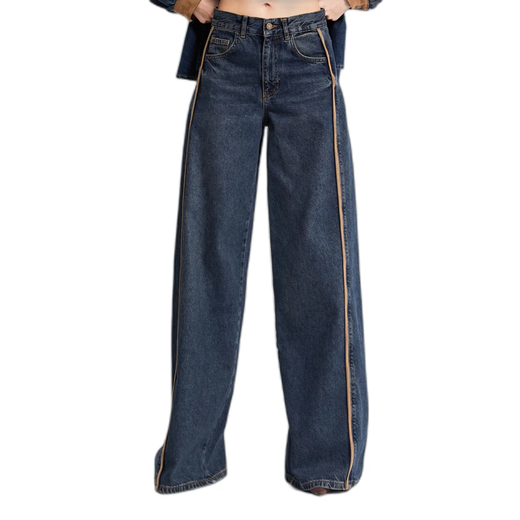 Jeans Palazzo Wide Leg classico a vita media donna