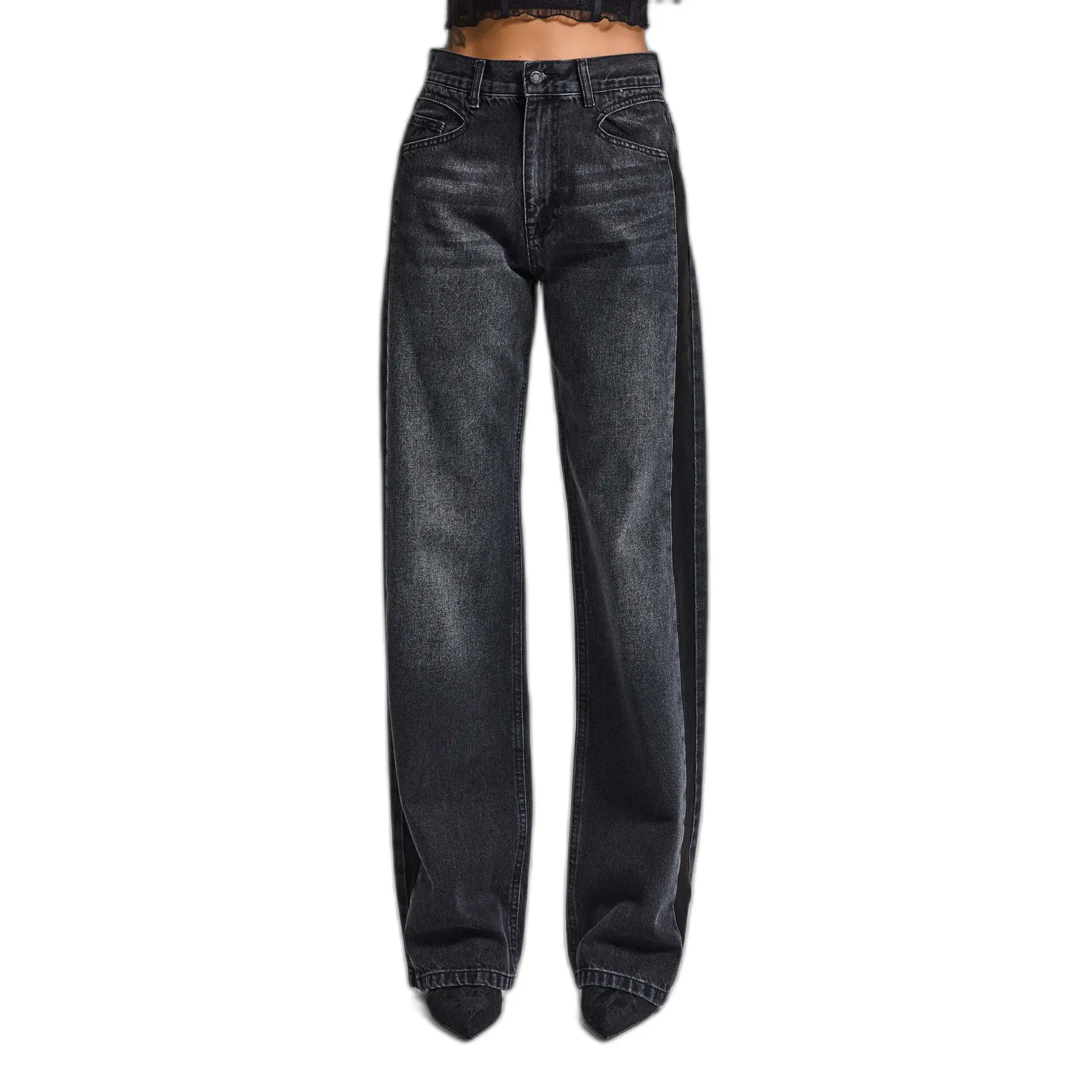Jeans loose a vita alta donna