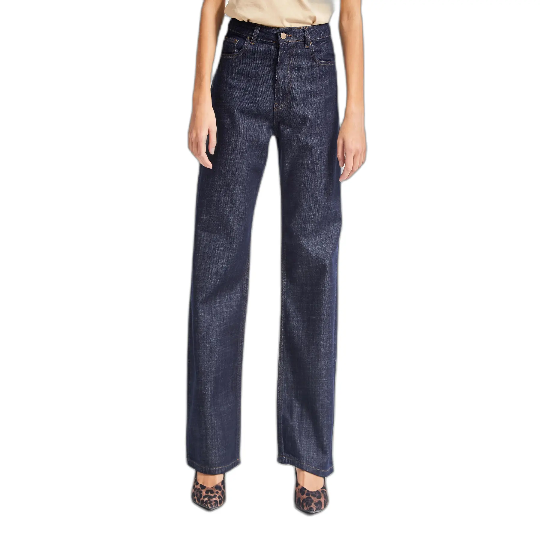 Jeans Straight look classico vita media denim donna