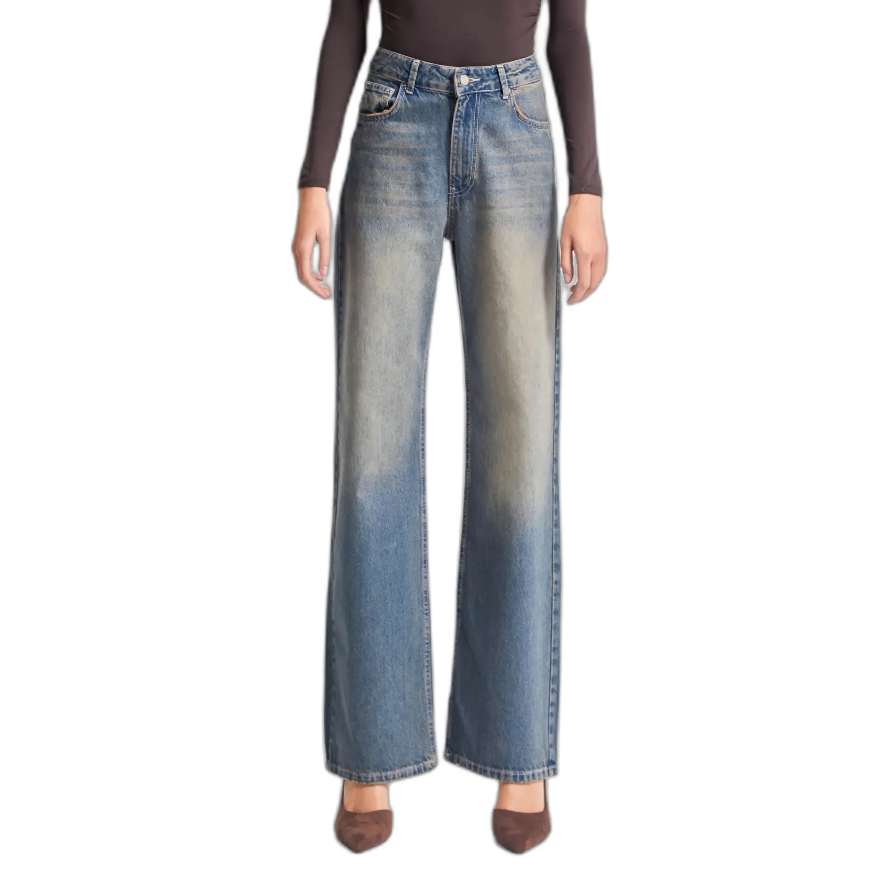Image of Zeitlose Straight Jeans mit mittelhoher Taille für Damen It's Basic
